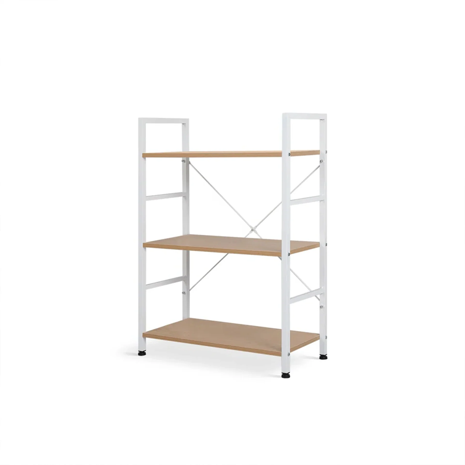 Hikuai 3 Tier Bookshelf - Natural + White - Image 9