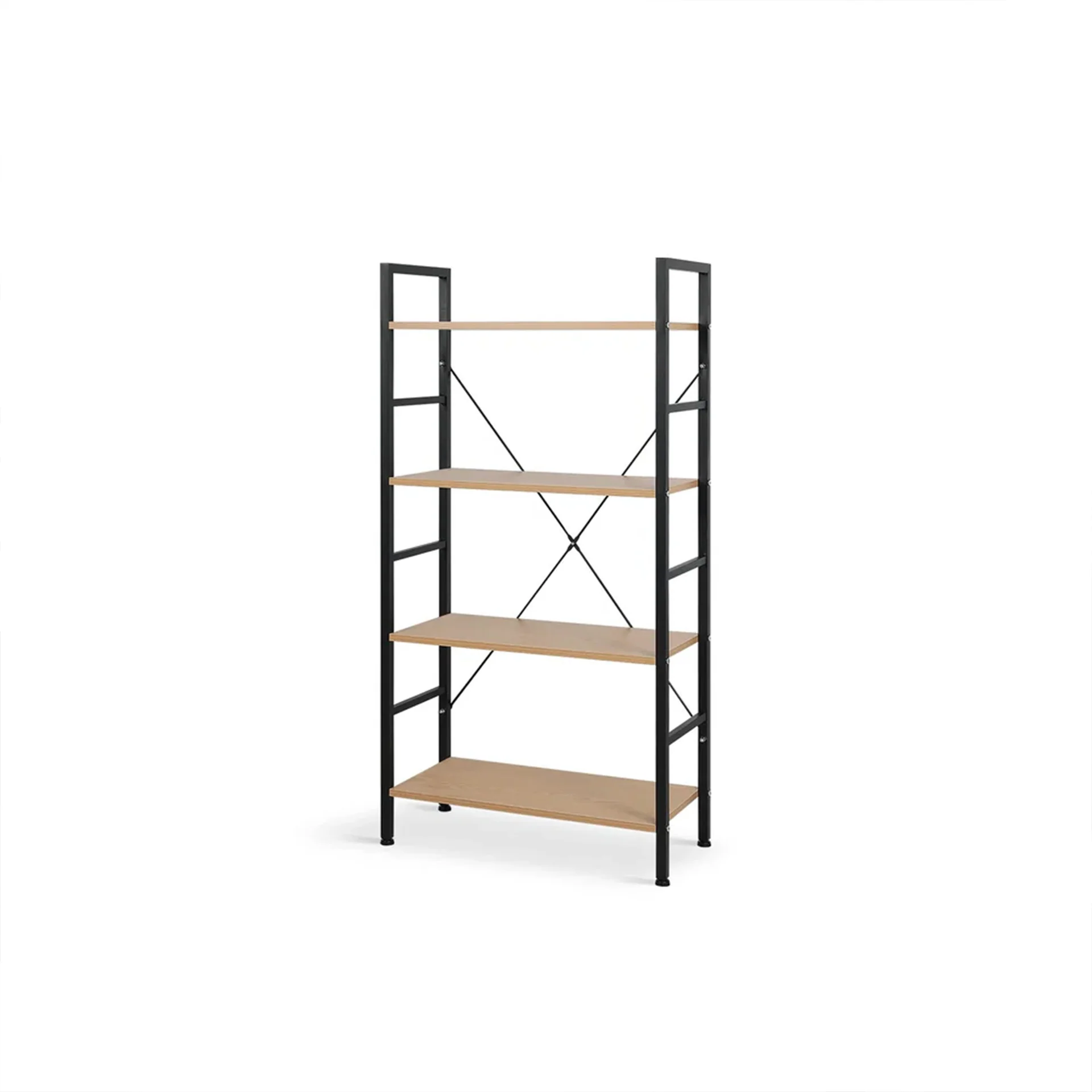 Hikuai 4 Tier Bookshelf - Natural + Black - Image 10