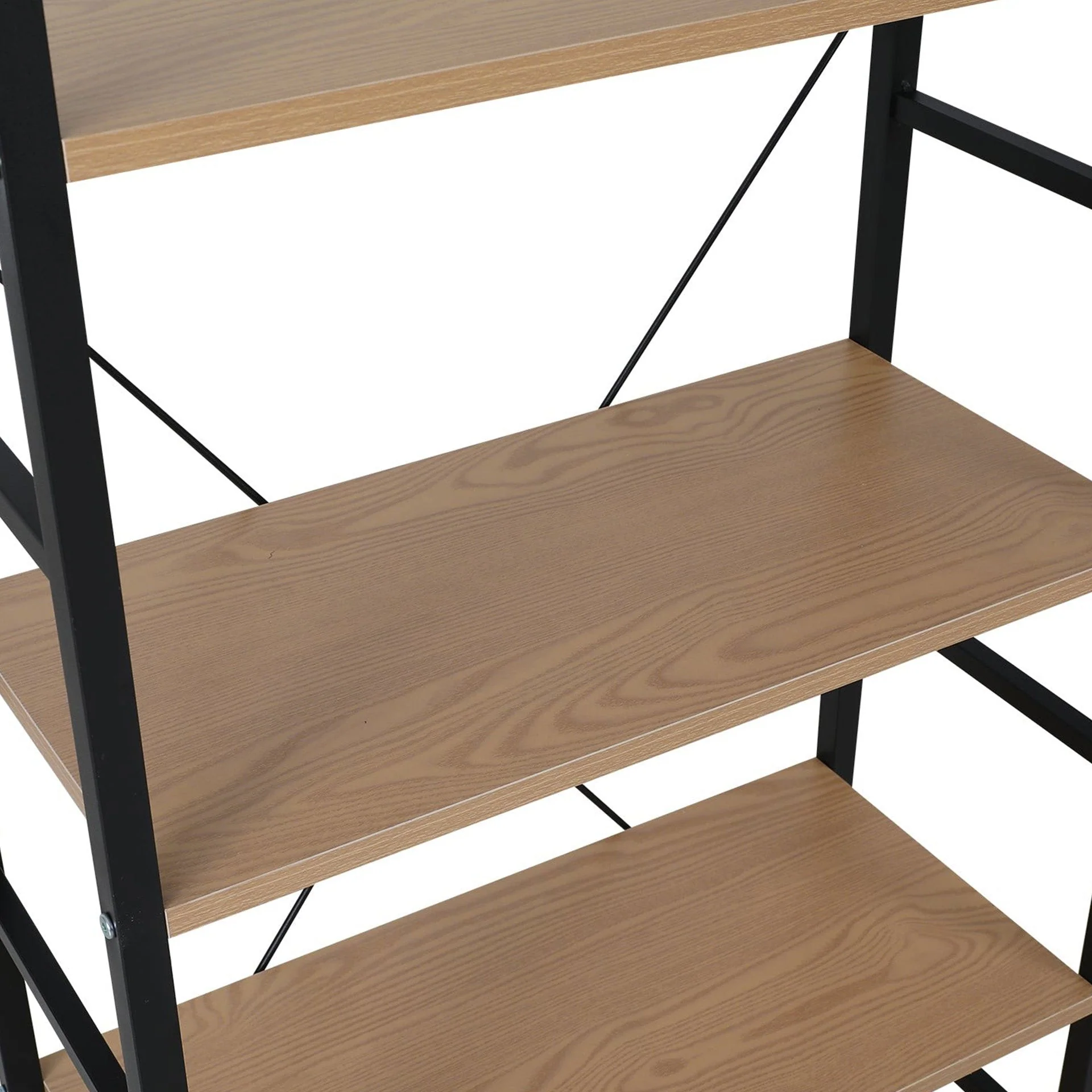 Hikuai 4 Tier Bookshelf - Natural + Black - Image 11