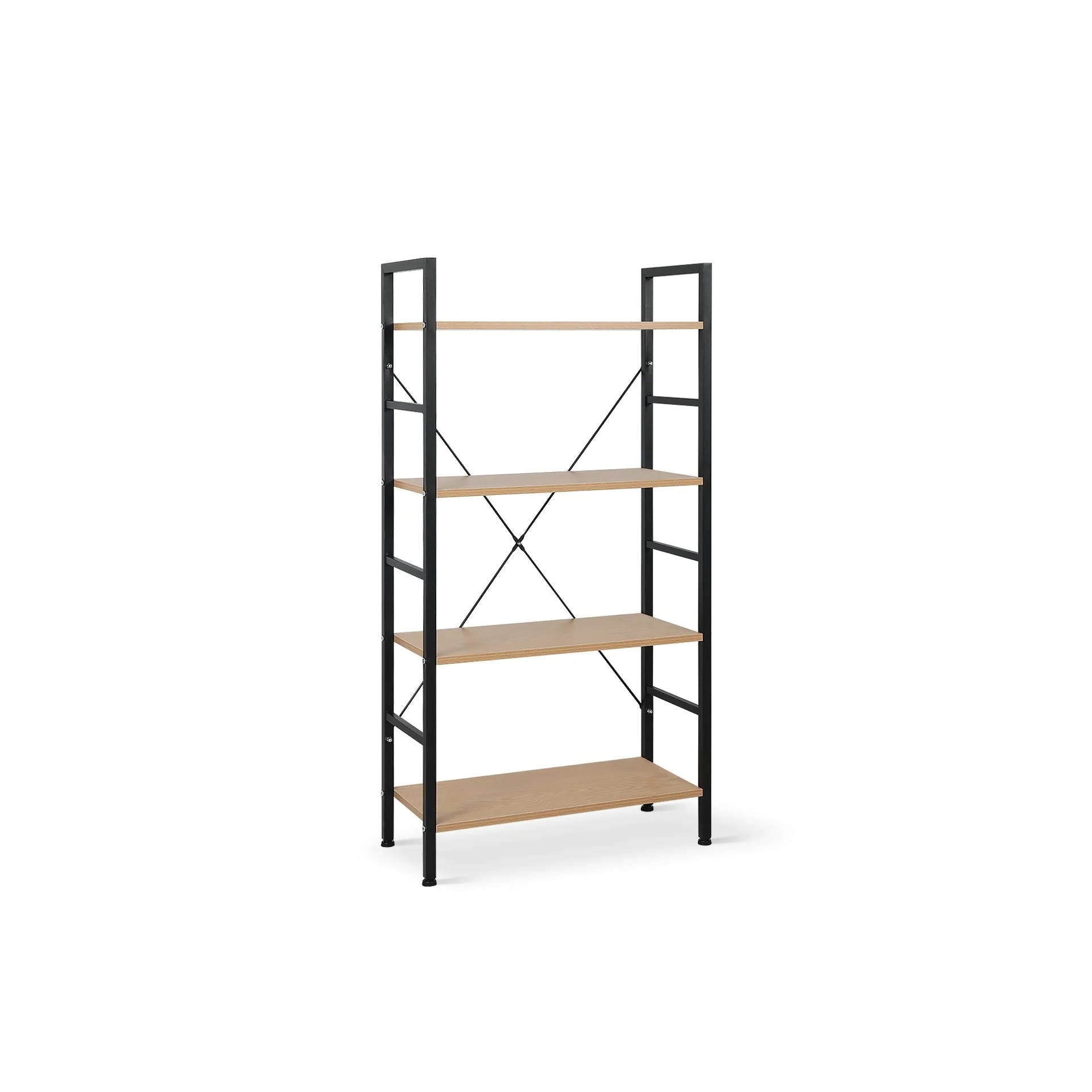 Hikuai 4 Tier Bookshelf - Natural + Black - Image 8