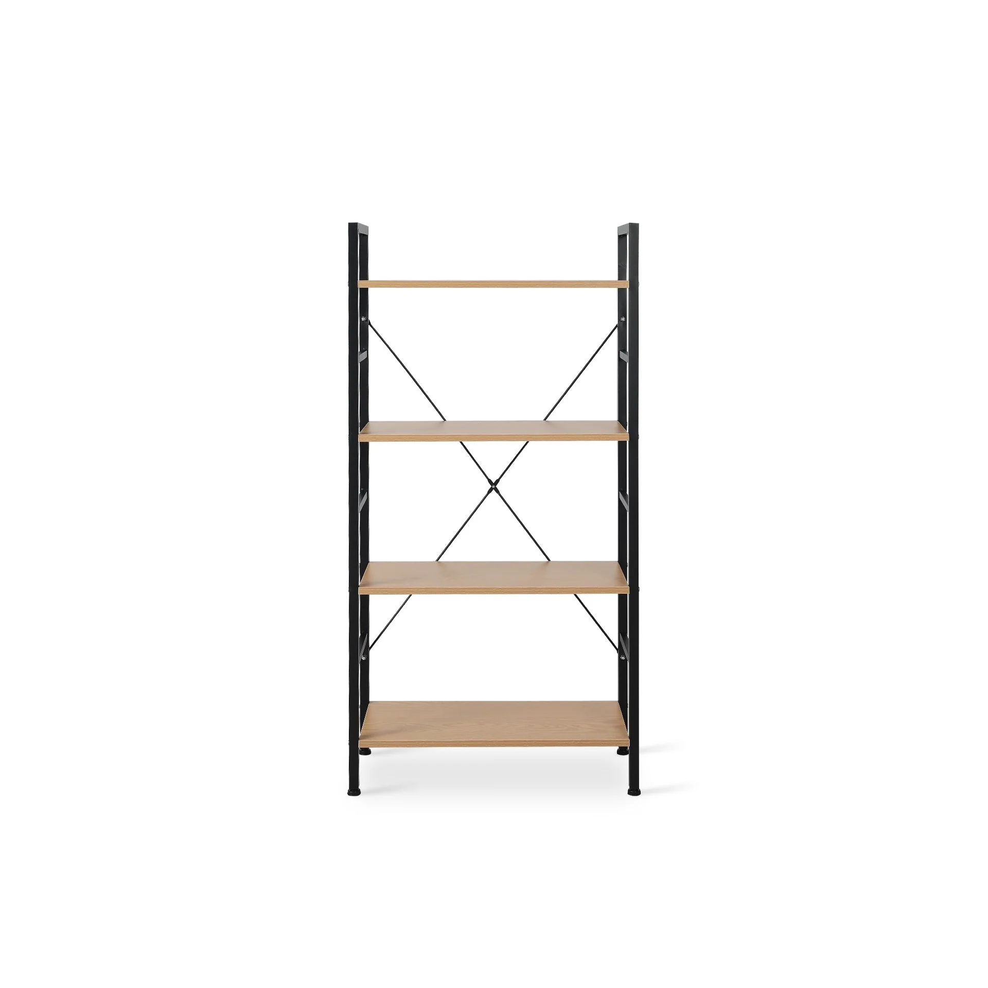 Hikuai 4 Tier Bookshelf - Natural + Black - Image 9