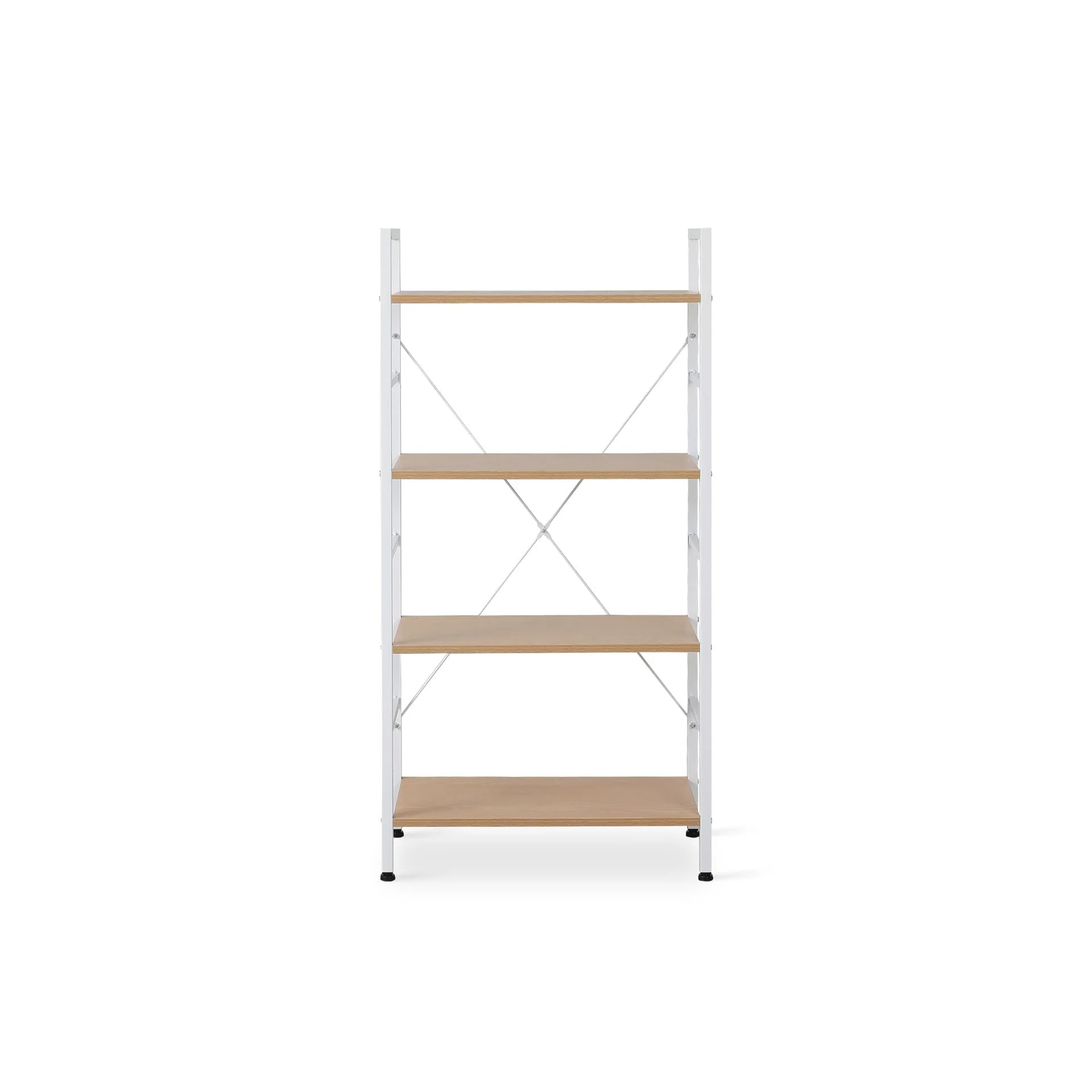 Hikuai 4 Tier Bookshelf - Natural + White - Image 5