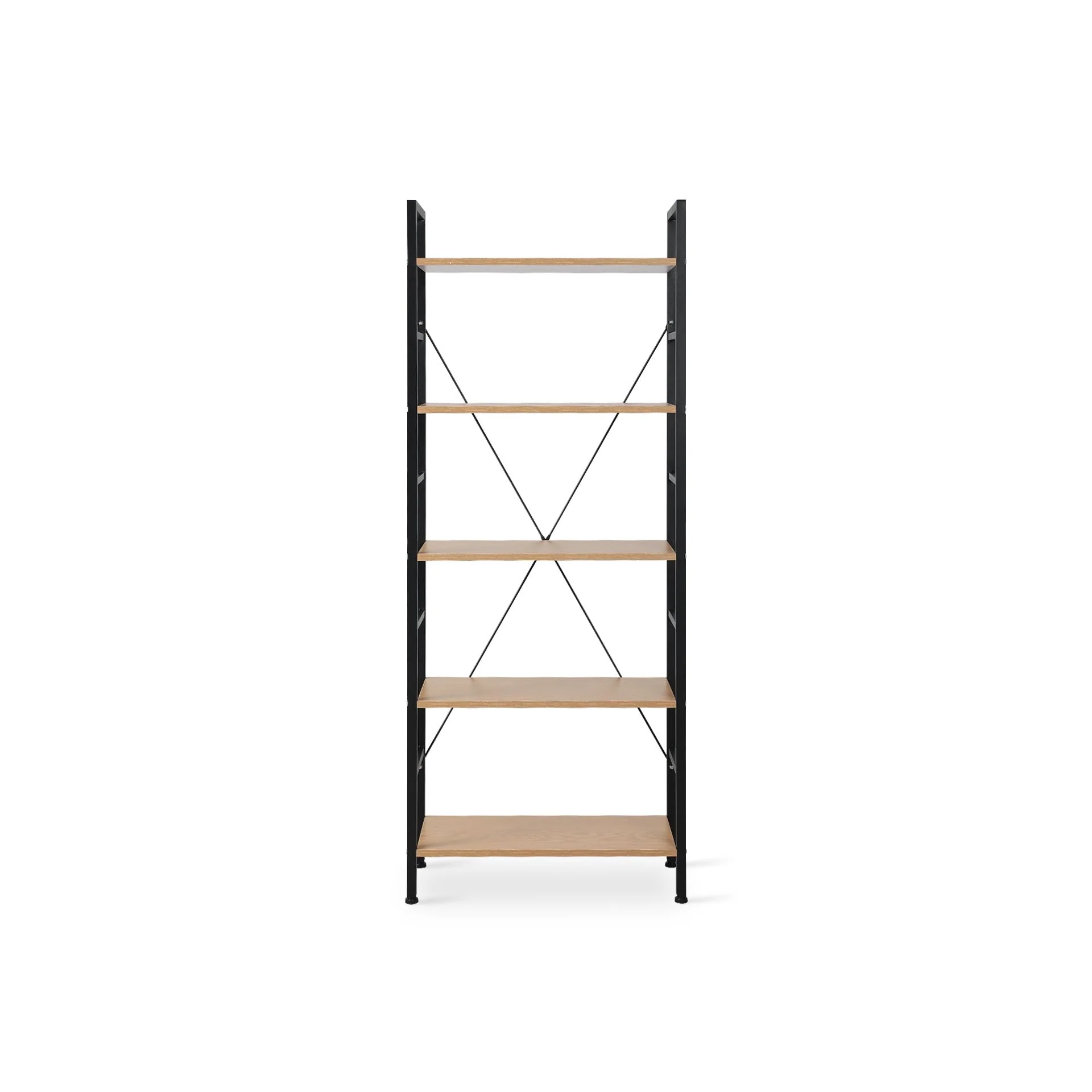 Hikuai 5 Tier Bookshelf - Natural + Black - Image 11