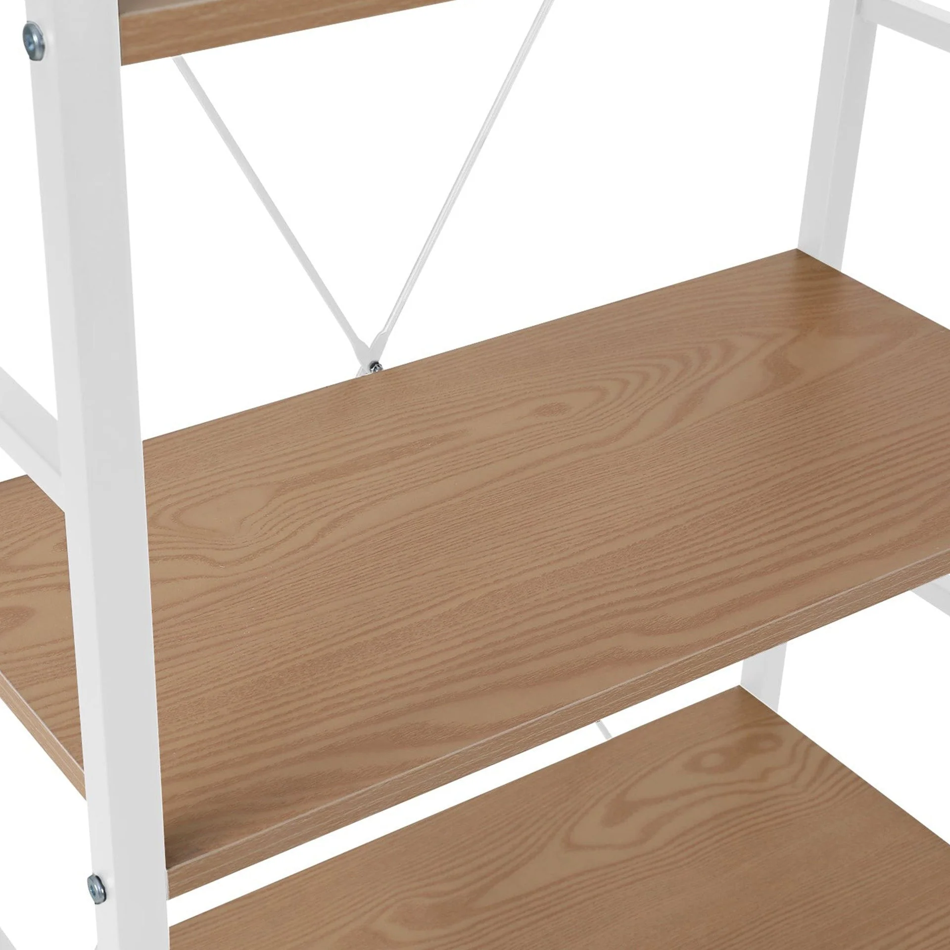 Hikuai 5 Tier Bookshelf - Natural + White - Image 5