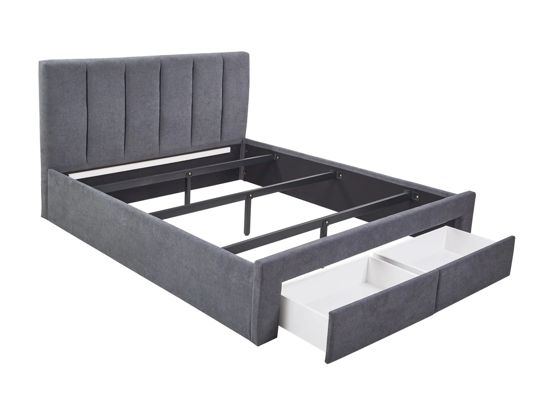 HLOLELA King Bed Frame with Storage - DARK GREY - Image 4