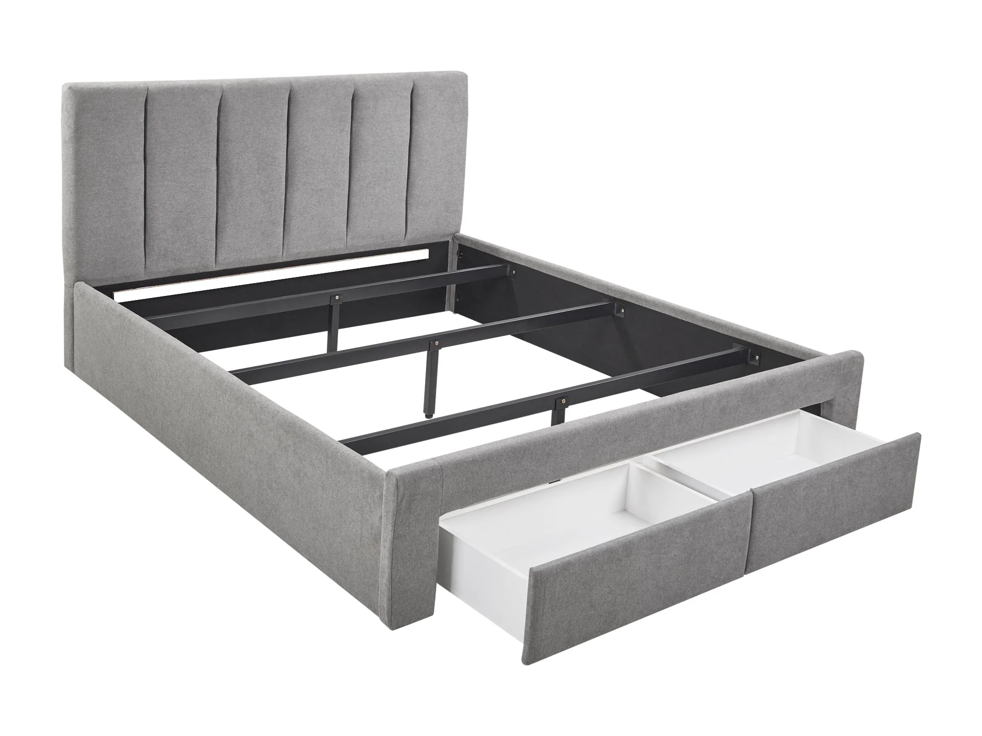 HLOLELA King Bed Frame with Storage - LIGHT GREY - Image 4