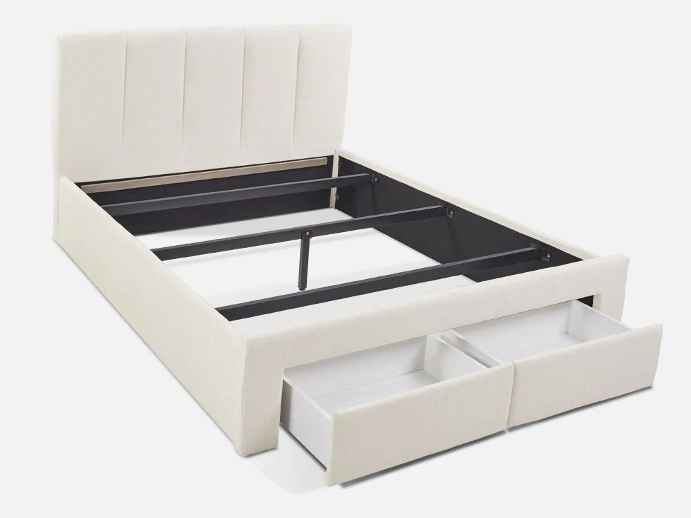 HLOLELA Queen Bed Frame with Storage - BEIGE - Image 4