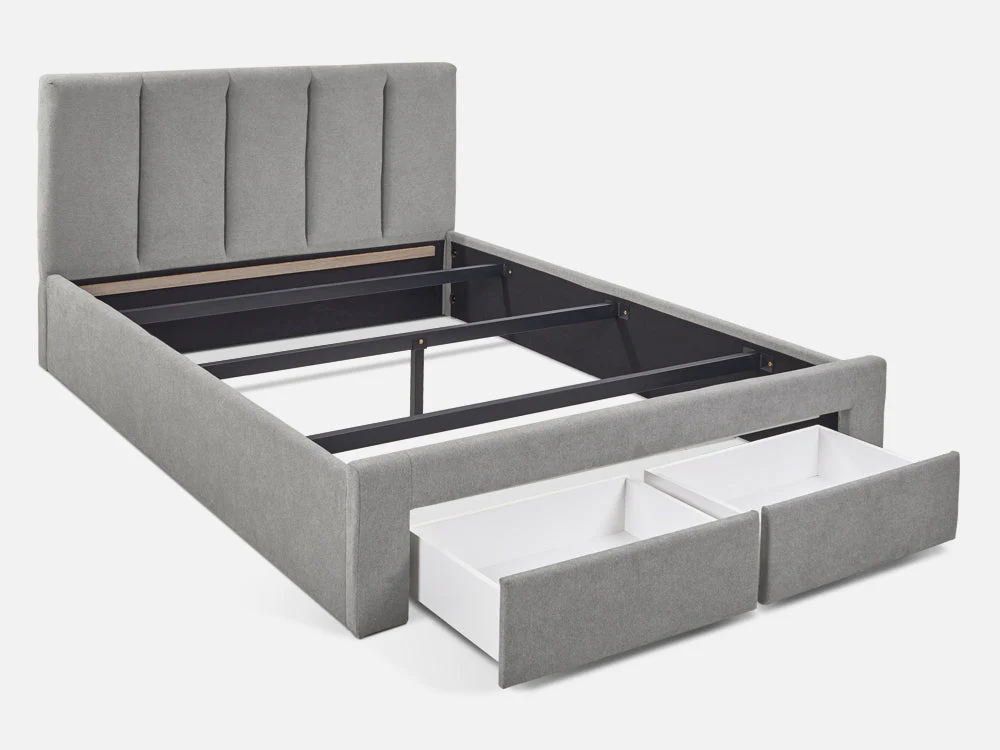 HLOLELA Queen Bed Frame with Storage - LIGHT GREY - Image 4