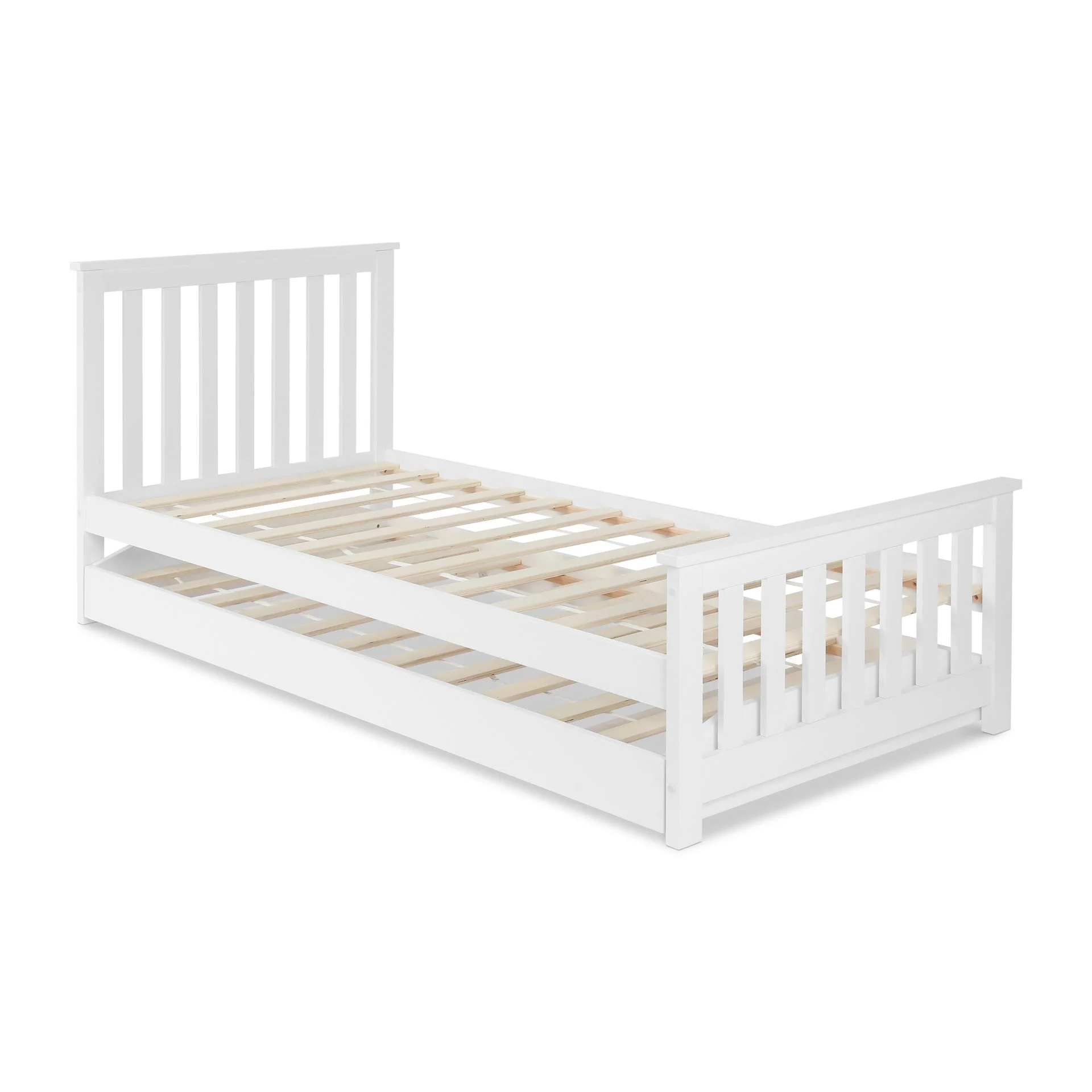 Hobson Single Wooden Trundle Bed Frame - White - Image 5