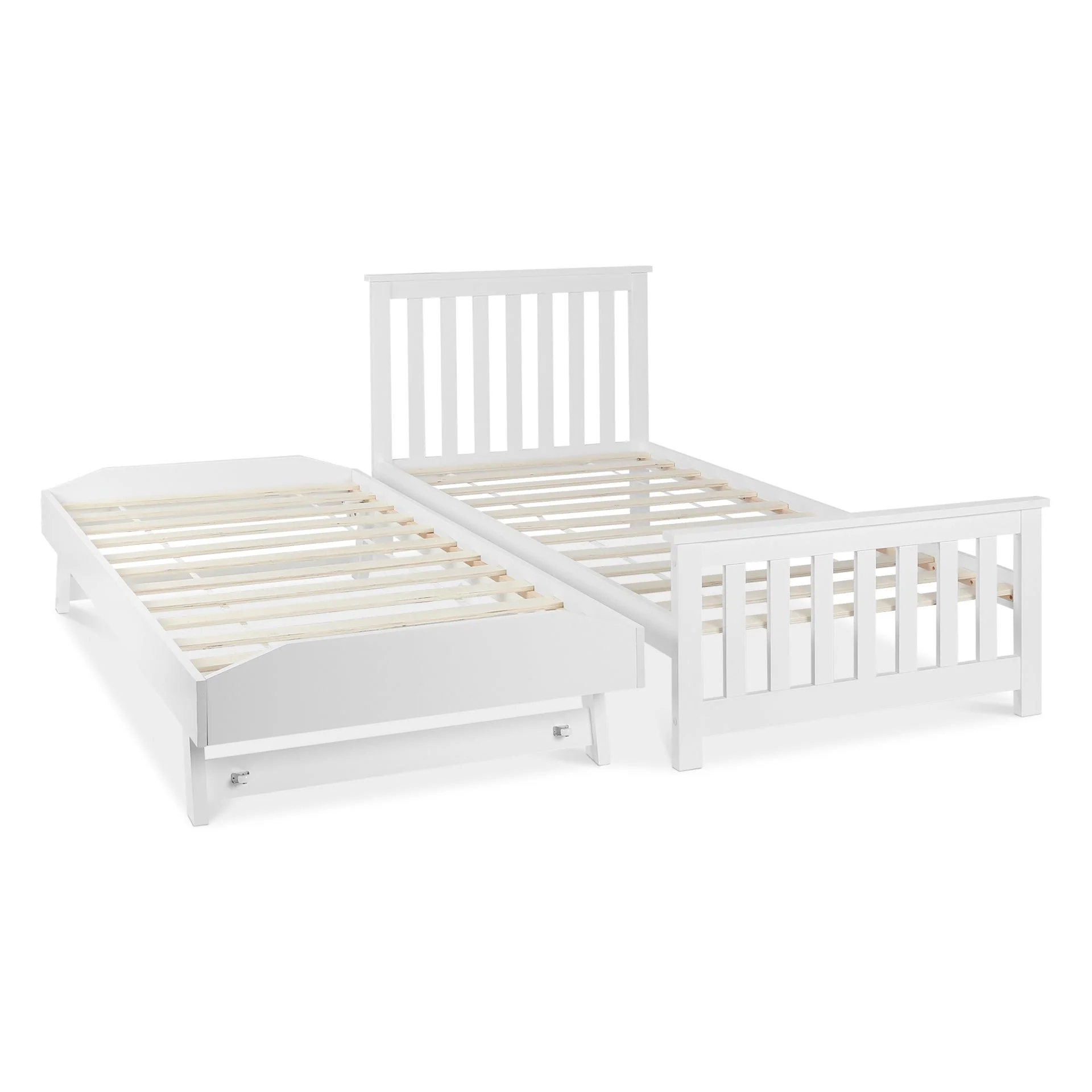 Hobson Single Wooden Trundle Bed Frame - White - Image 7