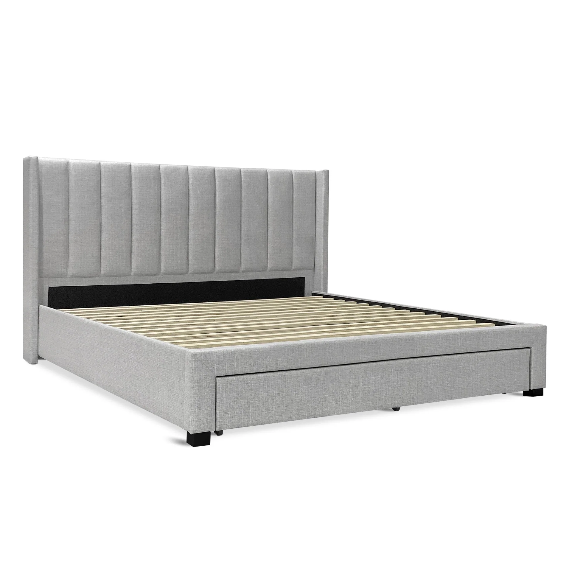 Hogan Super King Bed Frame with Storage - Light Grey - Image 2