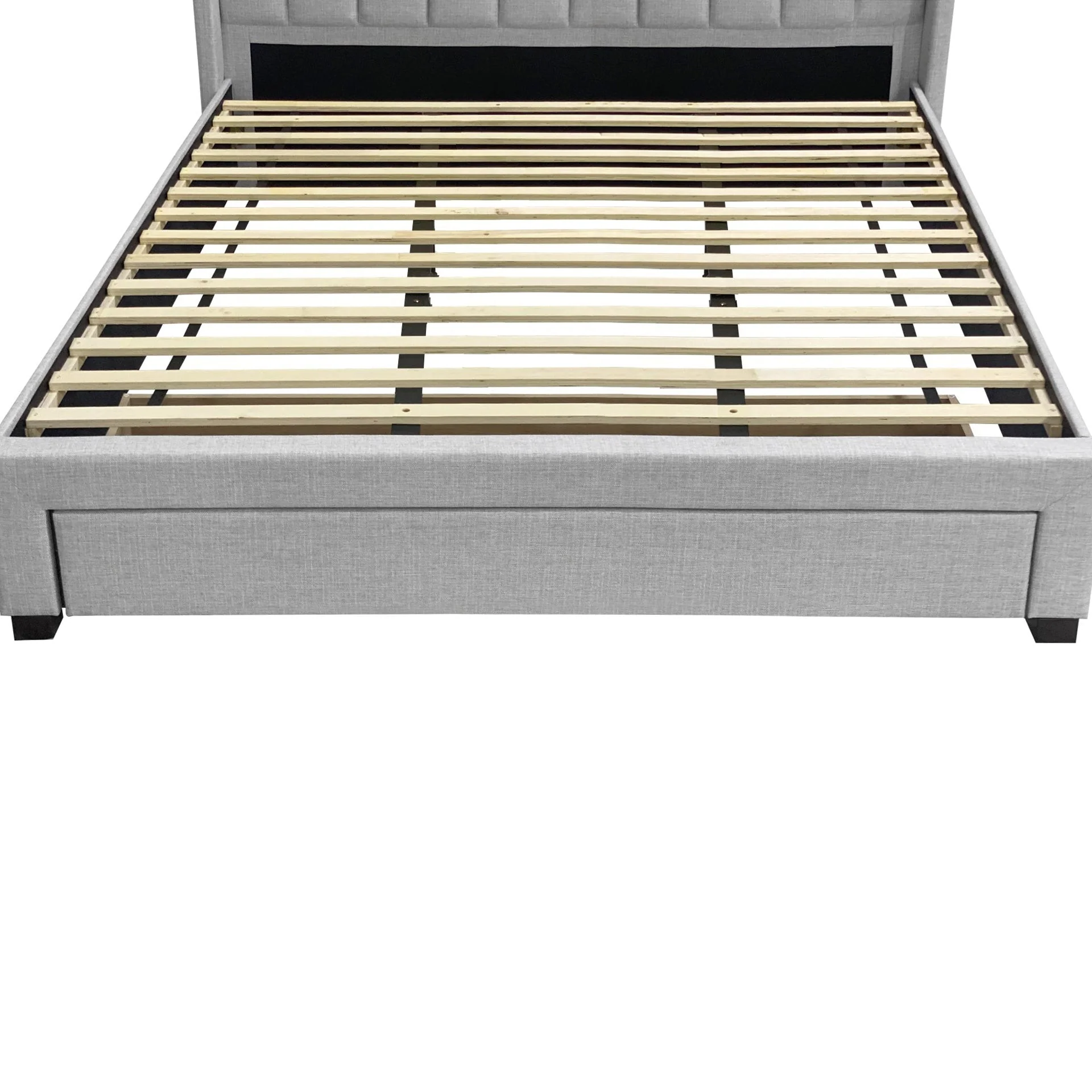 Hogan Super King Bed Frame with Storage - Light Grey - Image 5