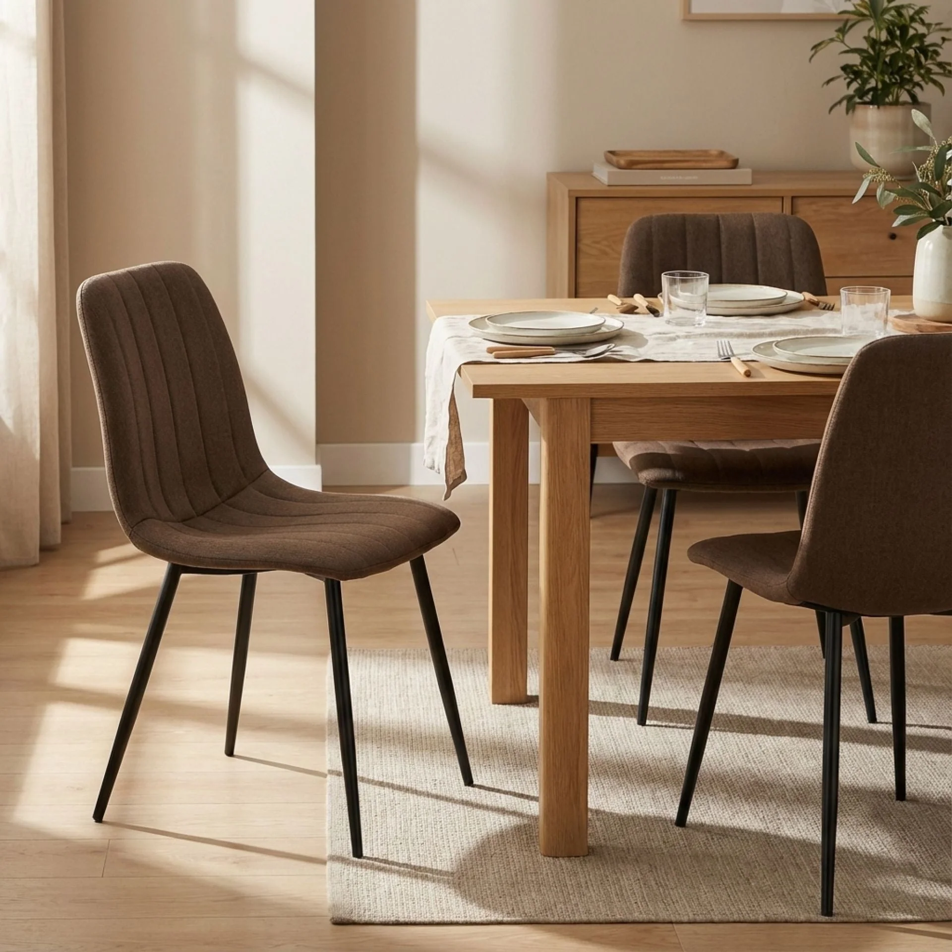 Holland Fabric Dining Chair - Set of 4 - Brown