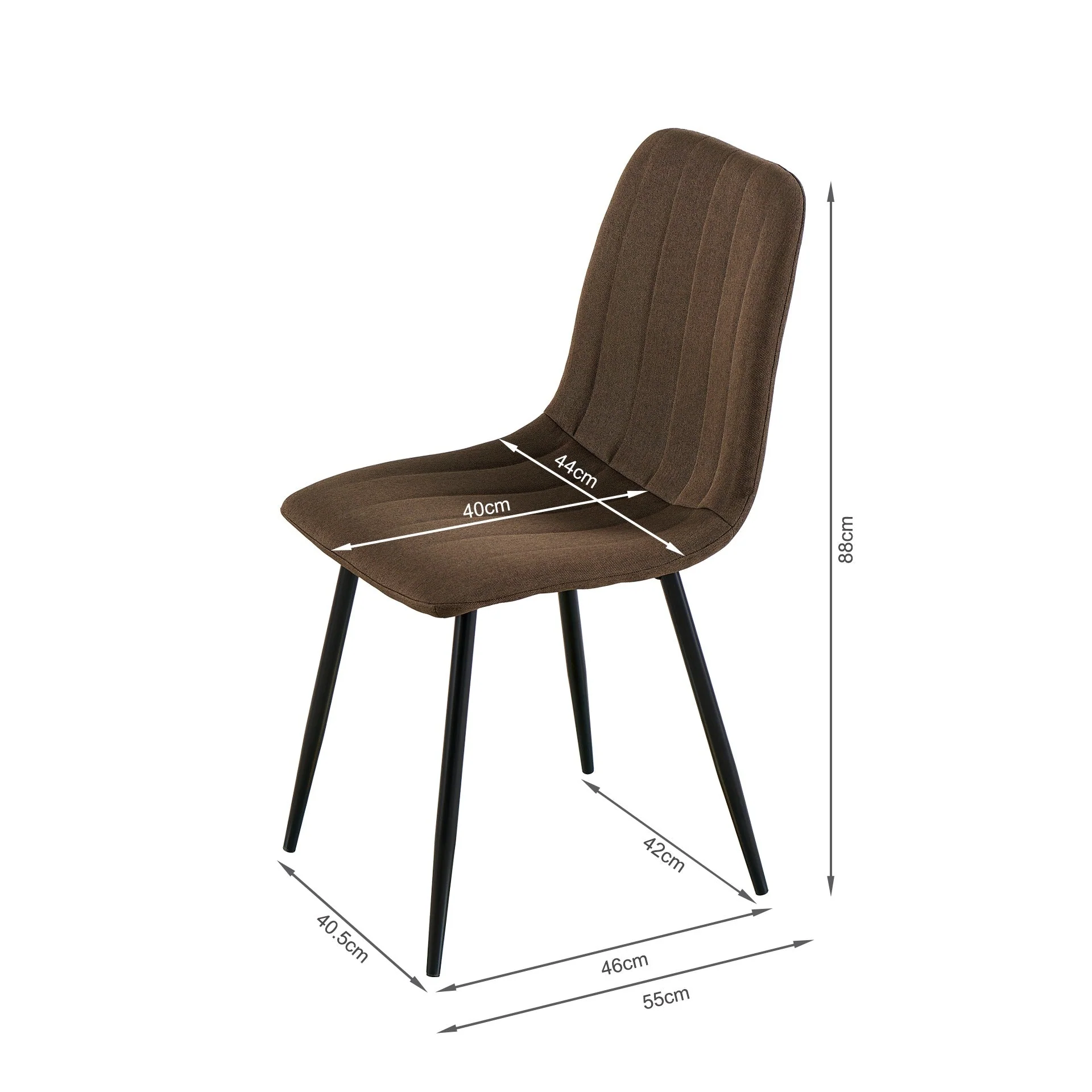 Holland Fabric Dining Chair - Set of 4 - Brown - Image 12