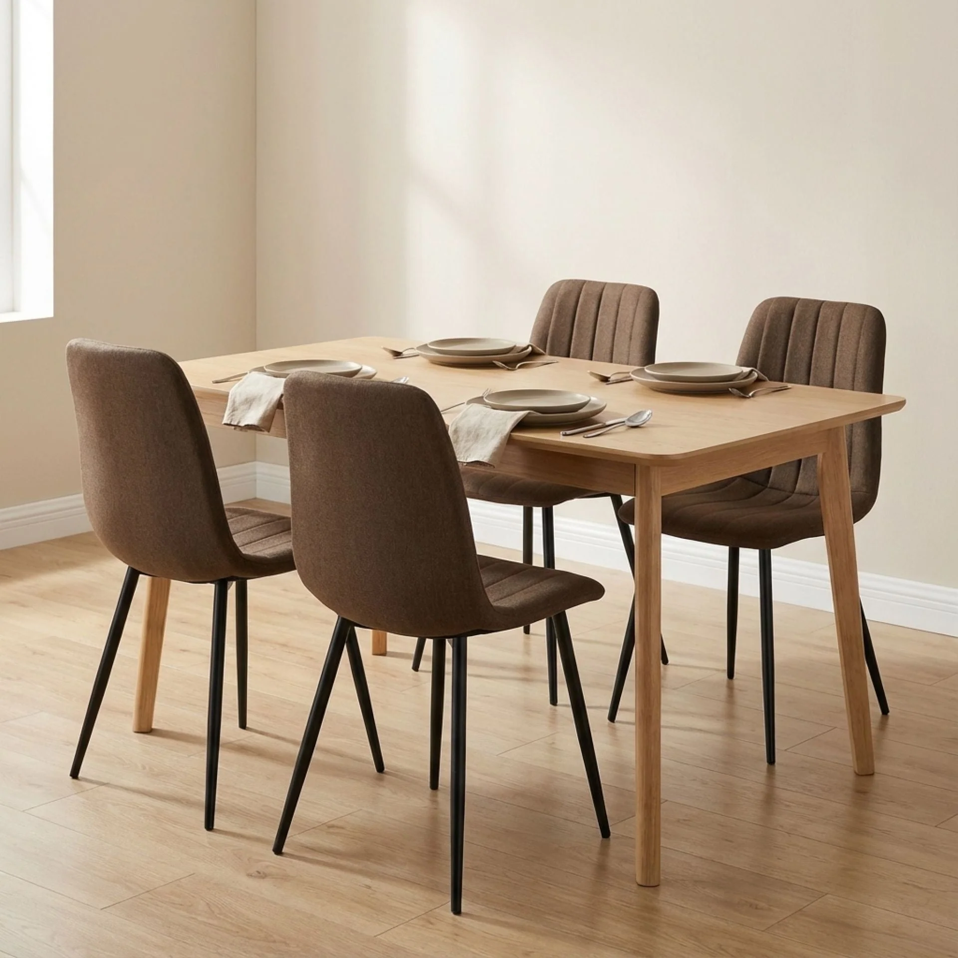 Holland Fabric Dining Chair - Set of 4 - Brown - Image 2
