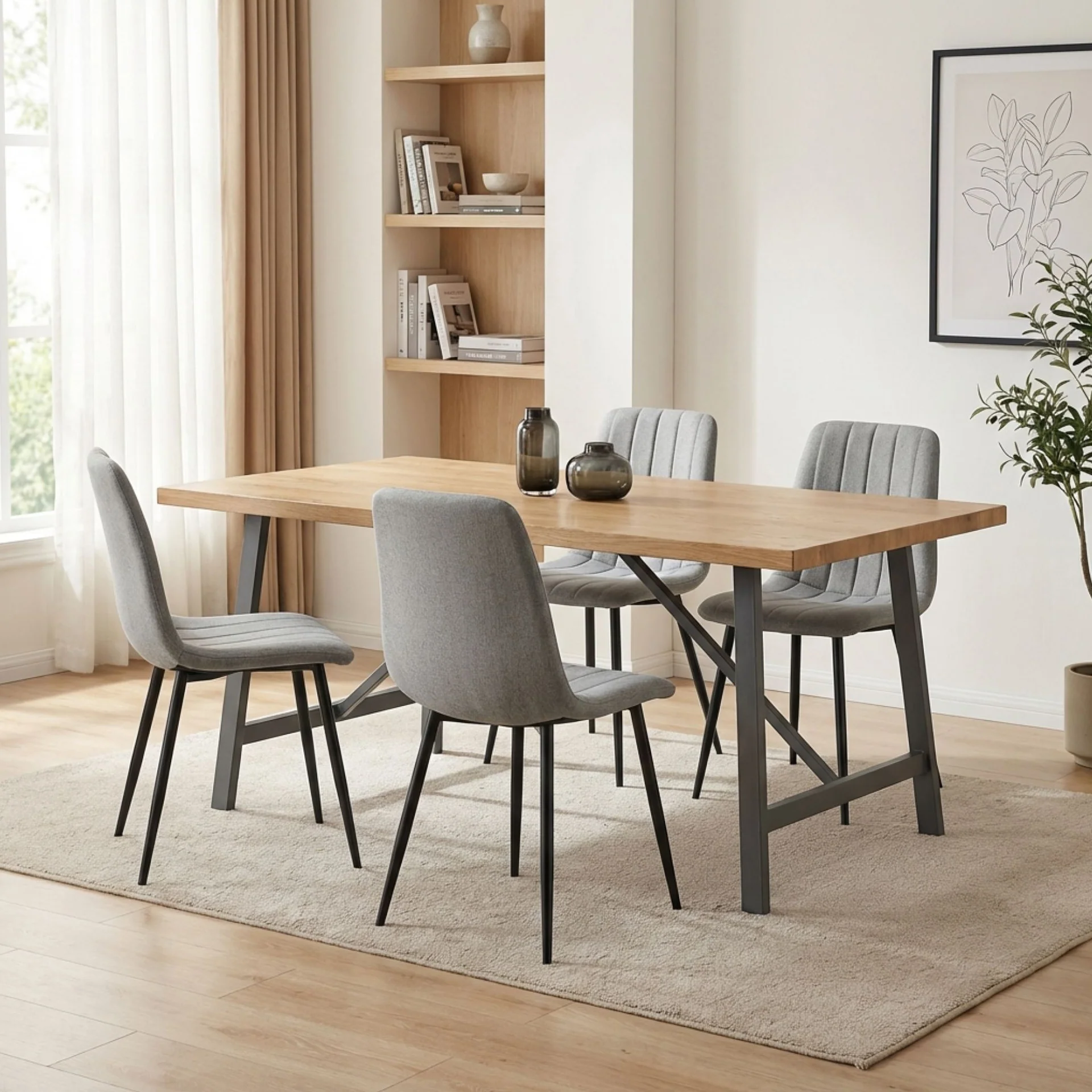 Holland Fabric Dining Chair - Set of 4 - Grey - Image 3