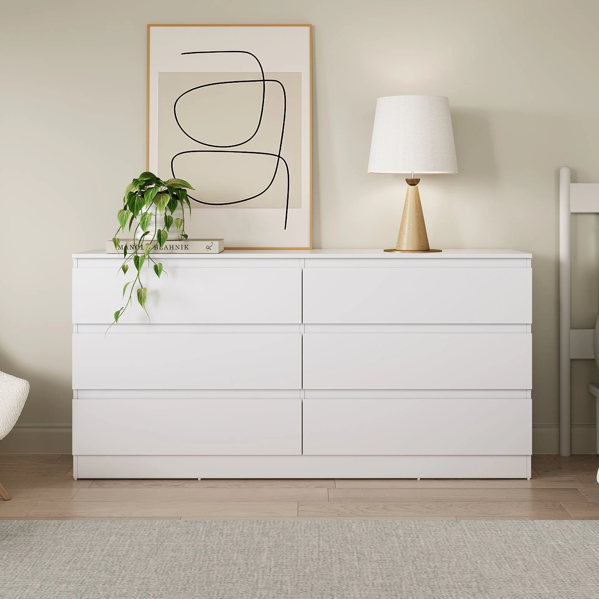 Hollis 6 Drawers Low Boy - White - Image 2