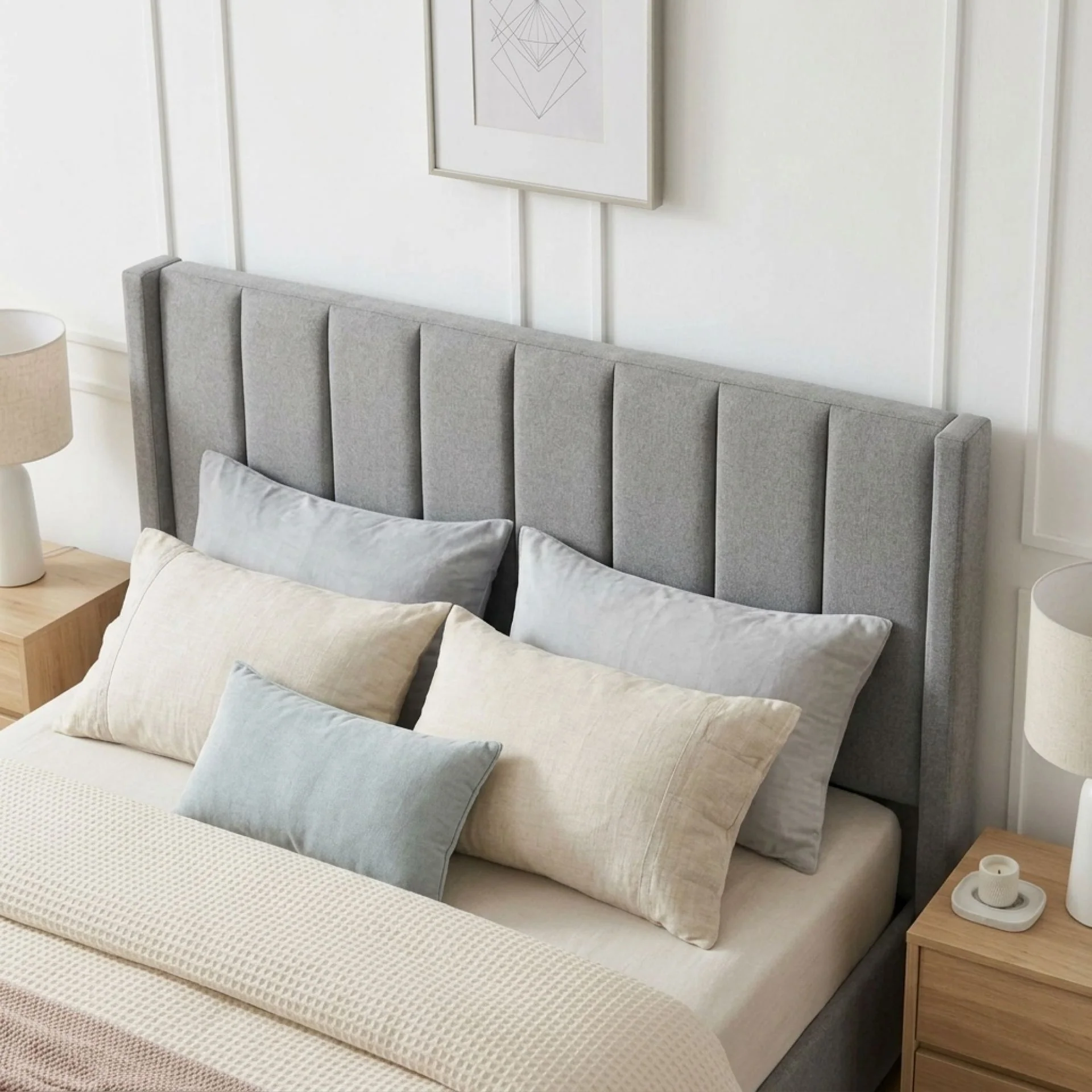 Hopkins Queen Bed Frame with Storage - Light Grey - Image 6