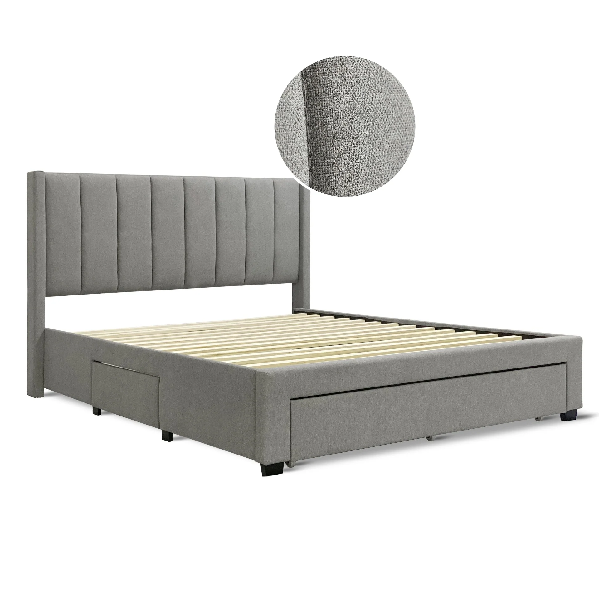 Hopkins Queen Bed Frame with Storage - Light Grey - Image 8