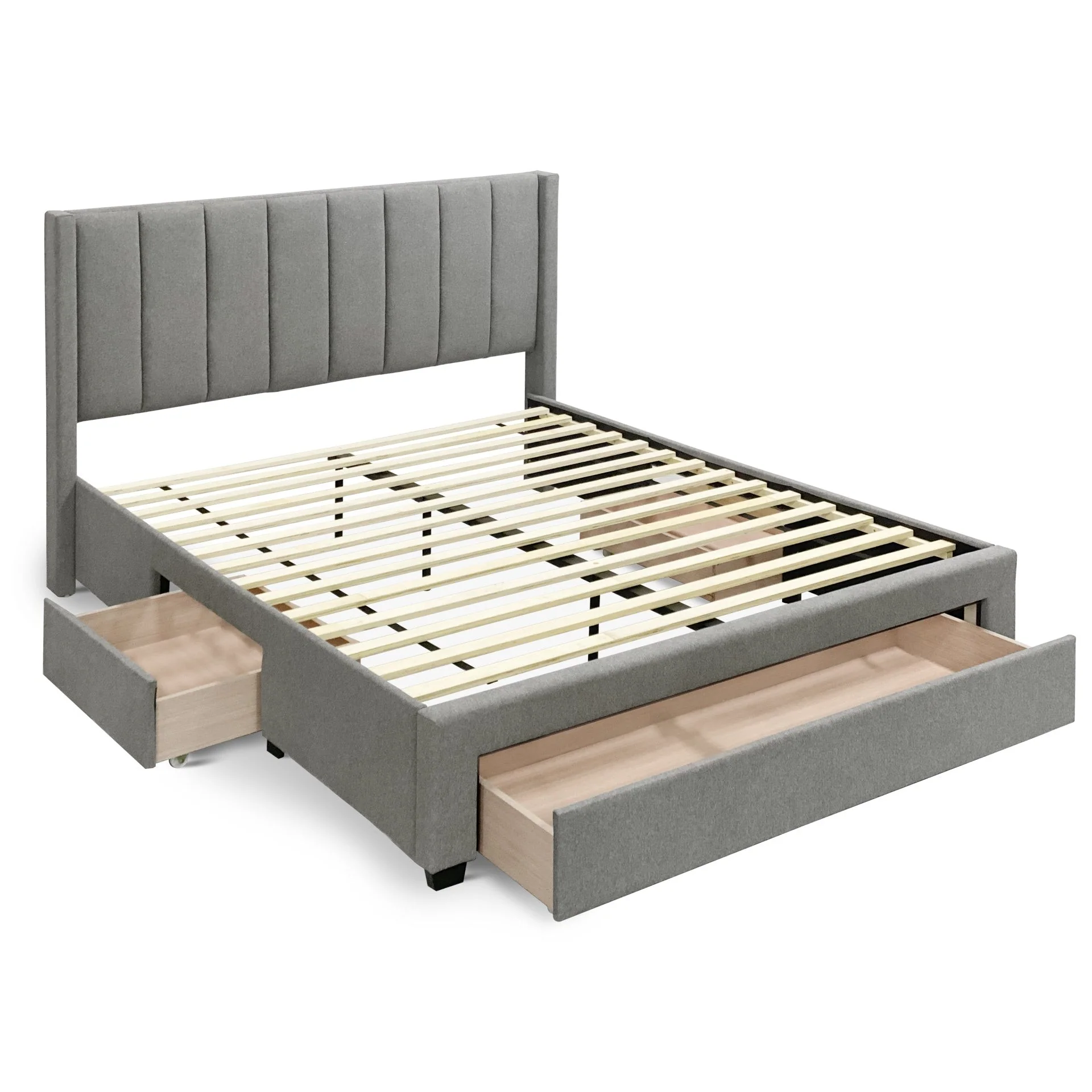 Hopkins Queen Bed Frame with Storage - Light Grey - Image 9