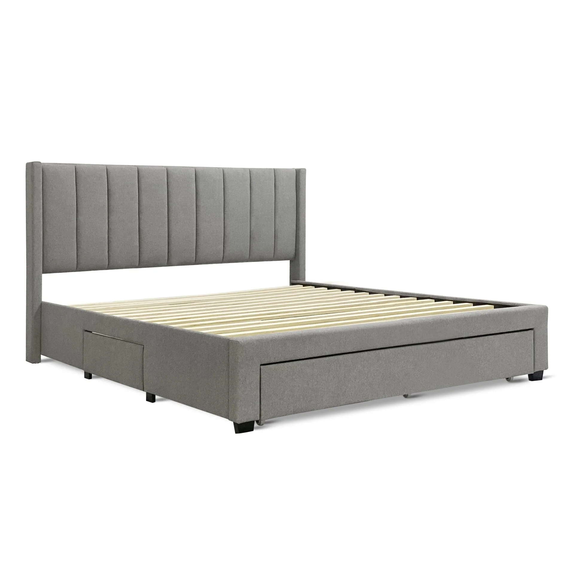 Hopkins Super King Bed Frame with Storage - Light Grey - Image 5