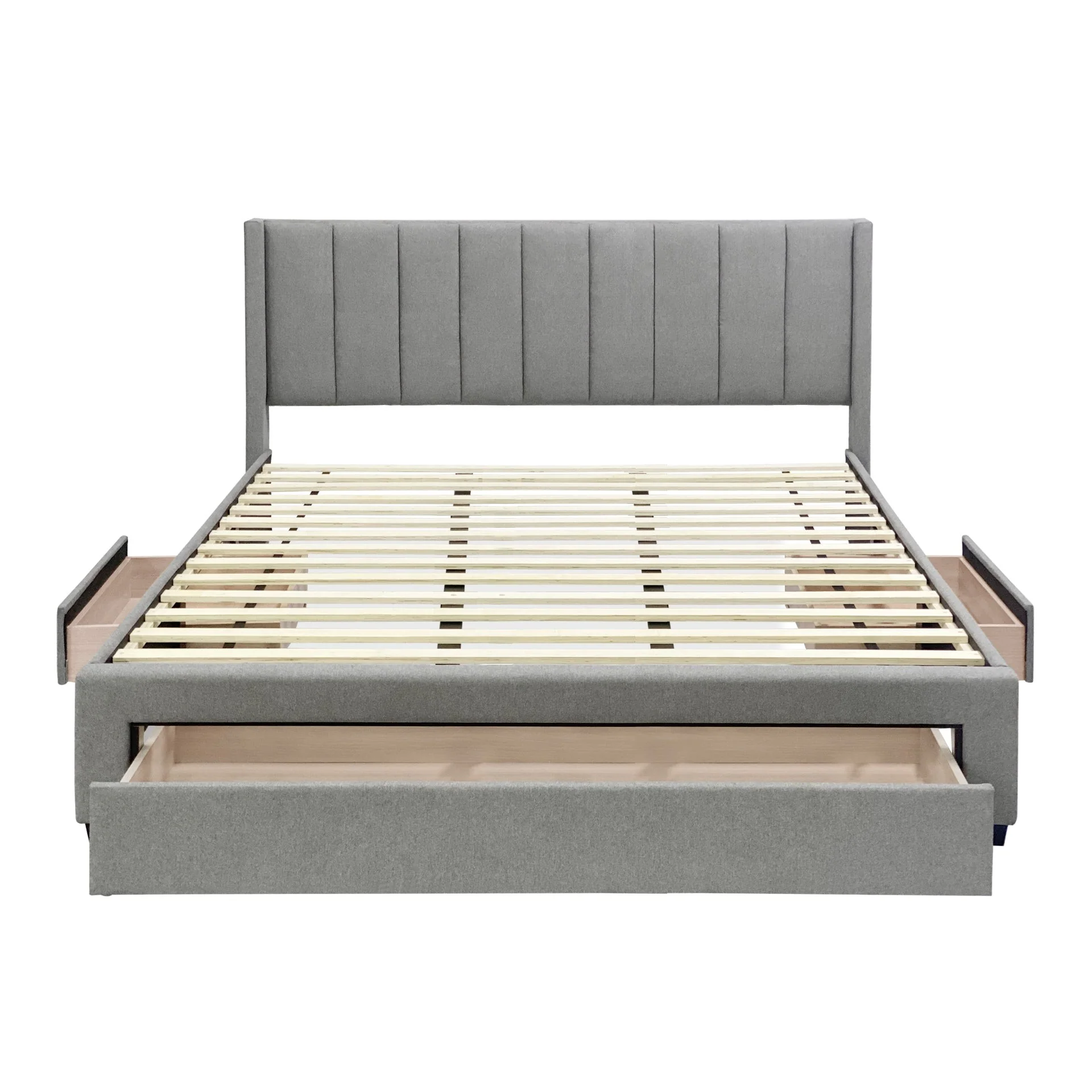 Hopkins Super King Bed Frame with Storage - Light Grey - Image 6