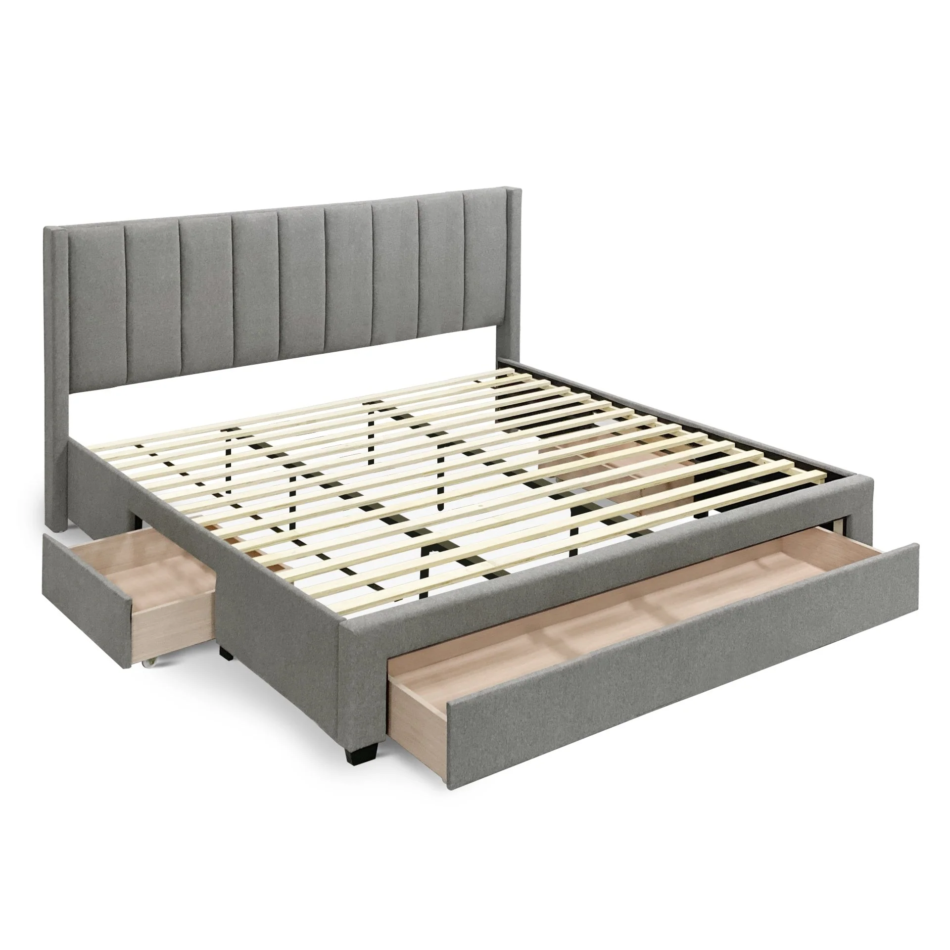 Hopkins Super King Bed Frame with Storage - Light Grey - Image 7