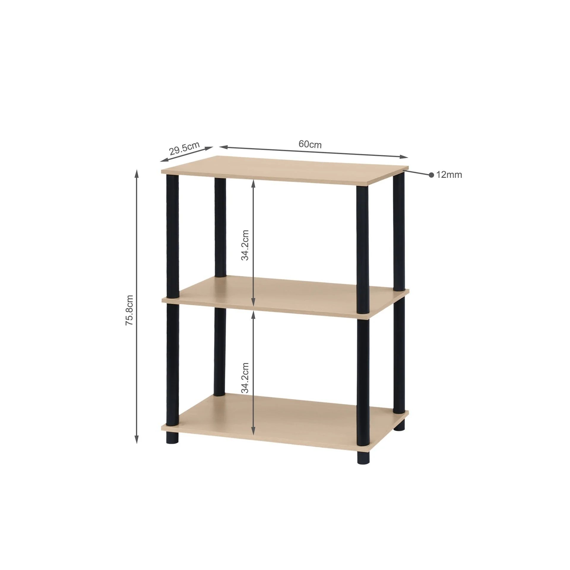 Horeke 3 Tier Flexi Storage Rack - Oak + Black - Image 8