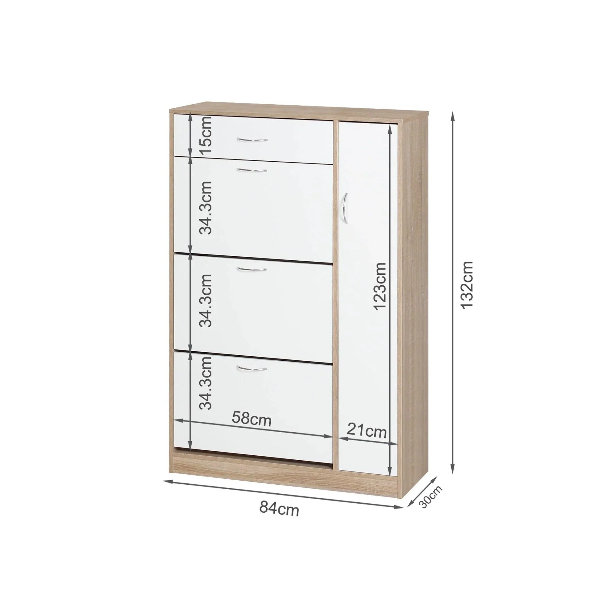 Horotea 4 Drawer Shoe Cabinet Storage - Oak + White - Image 9