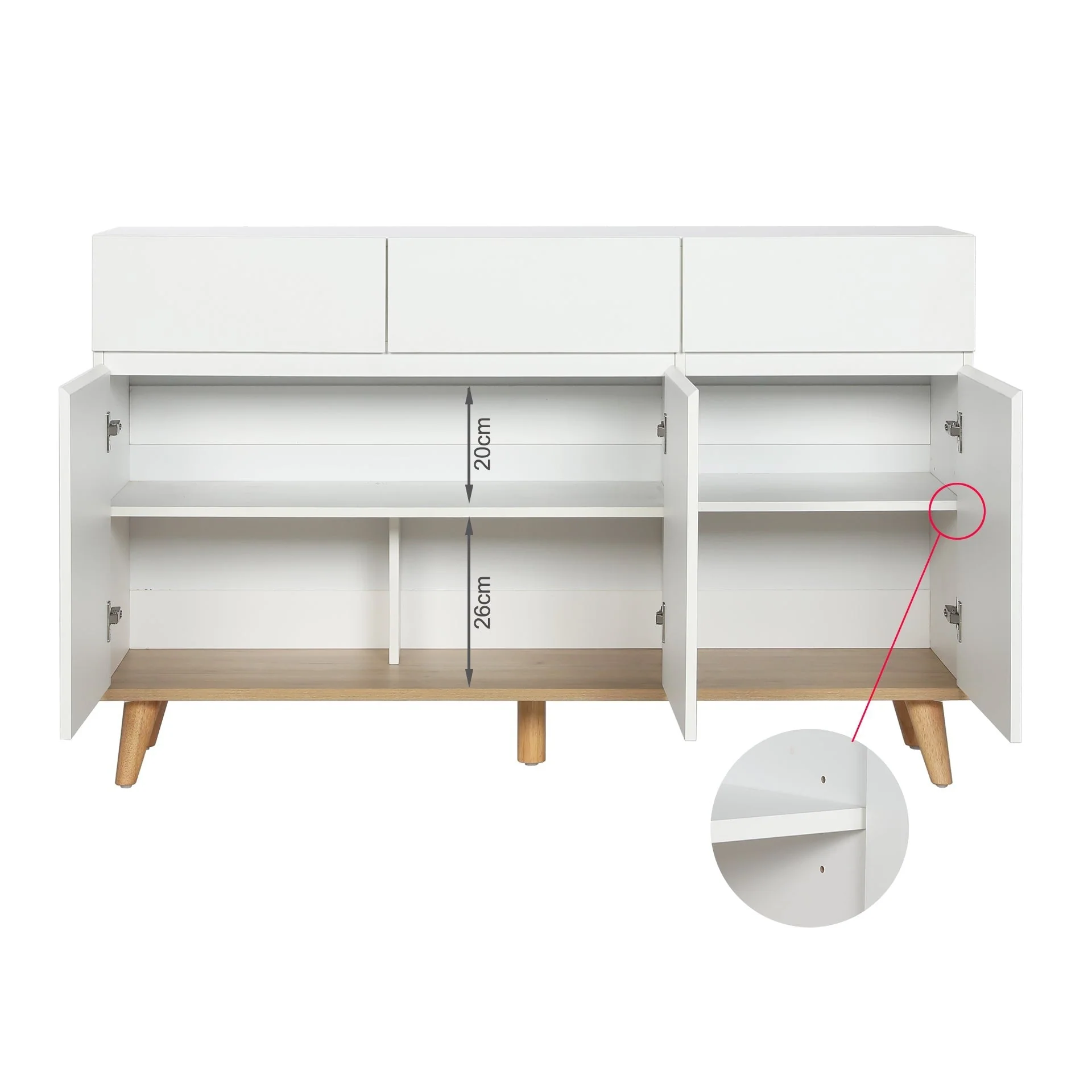 Hudson 1.35m Sideboard Buffet Table - White - Image 11