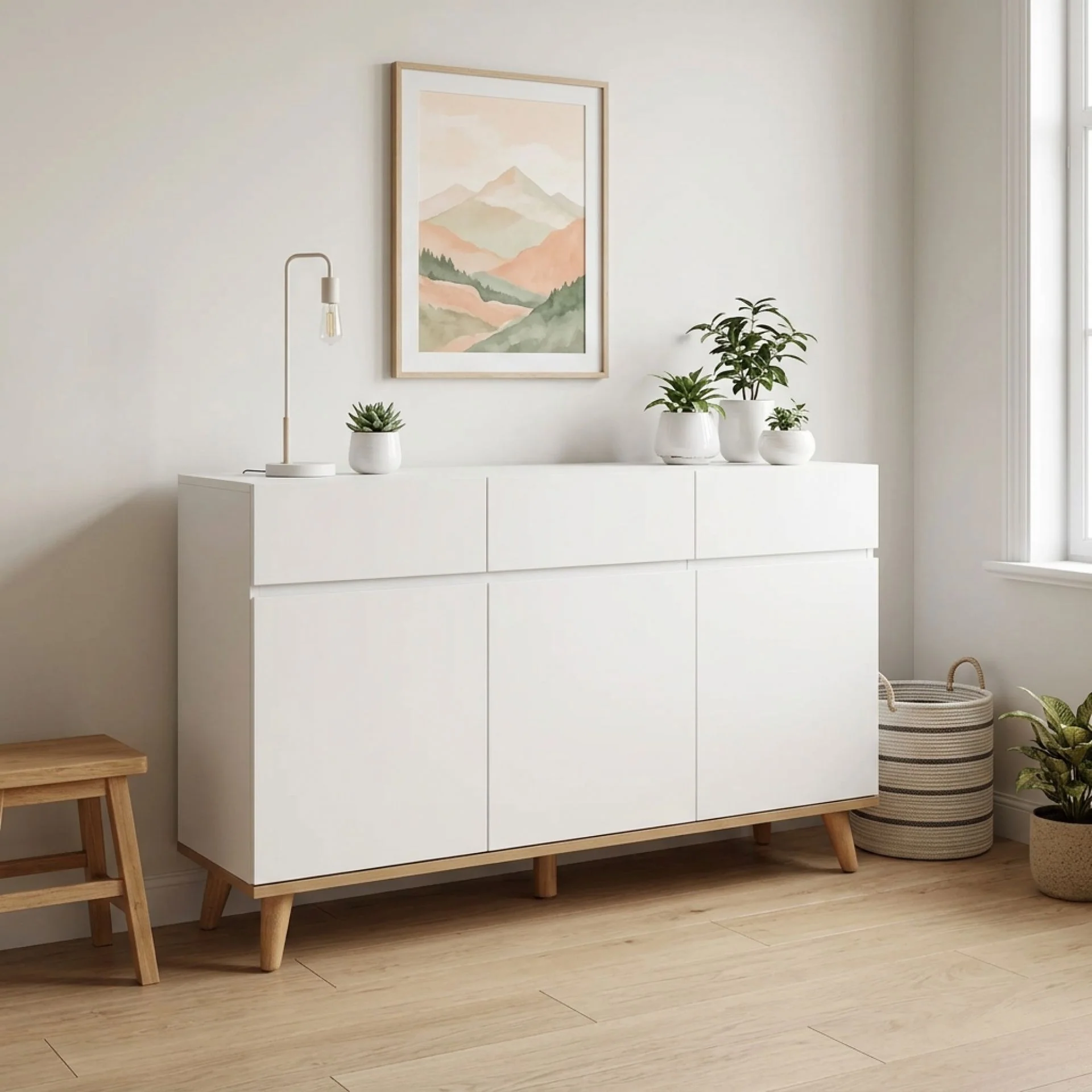 Hudson 1.35m Sideboard Buffet Table - White - Image 5