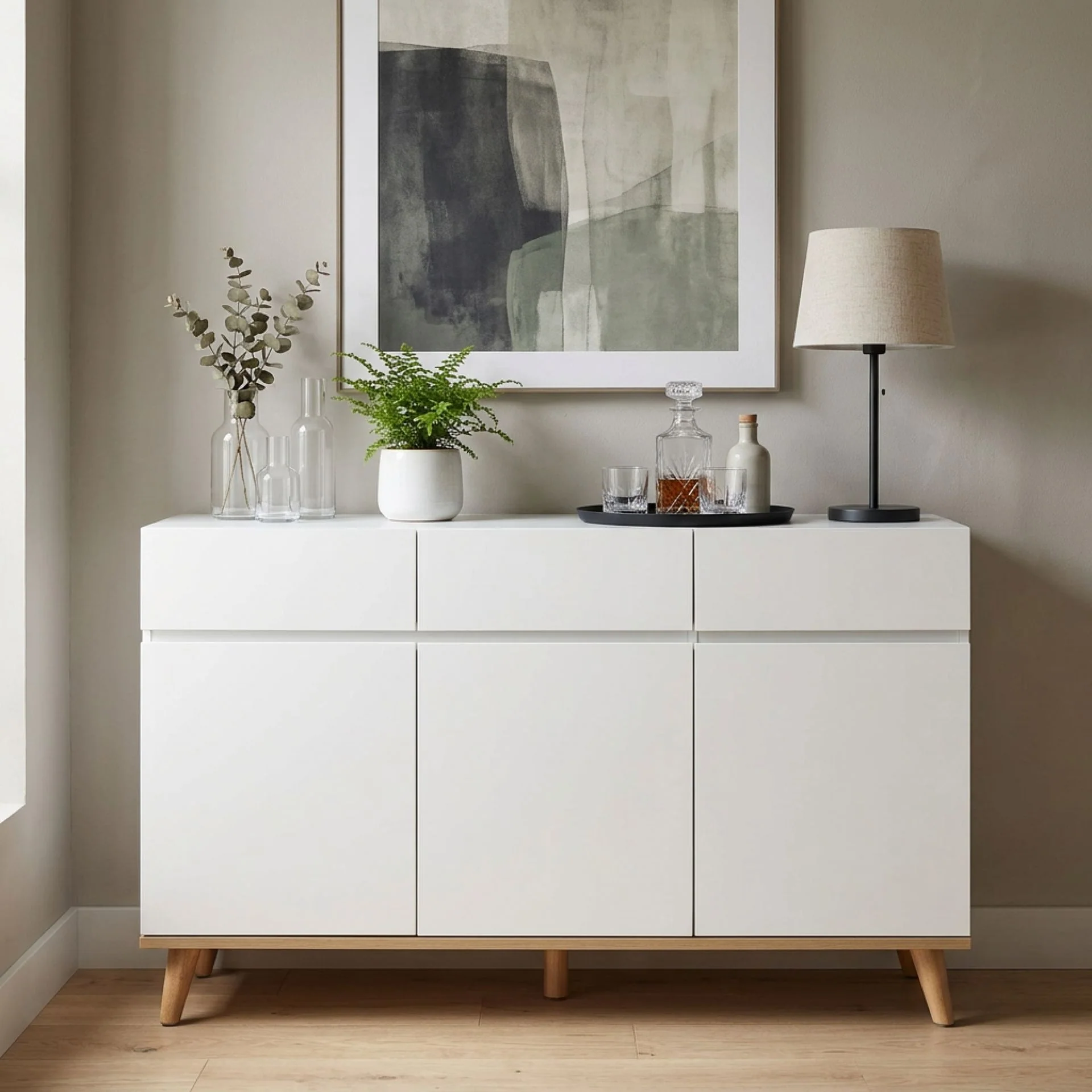 Hudson 1.35m Sideboard Buffet Table - White - Image 6