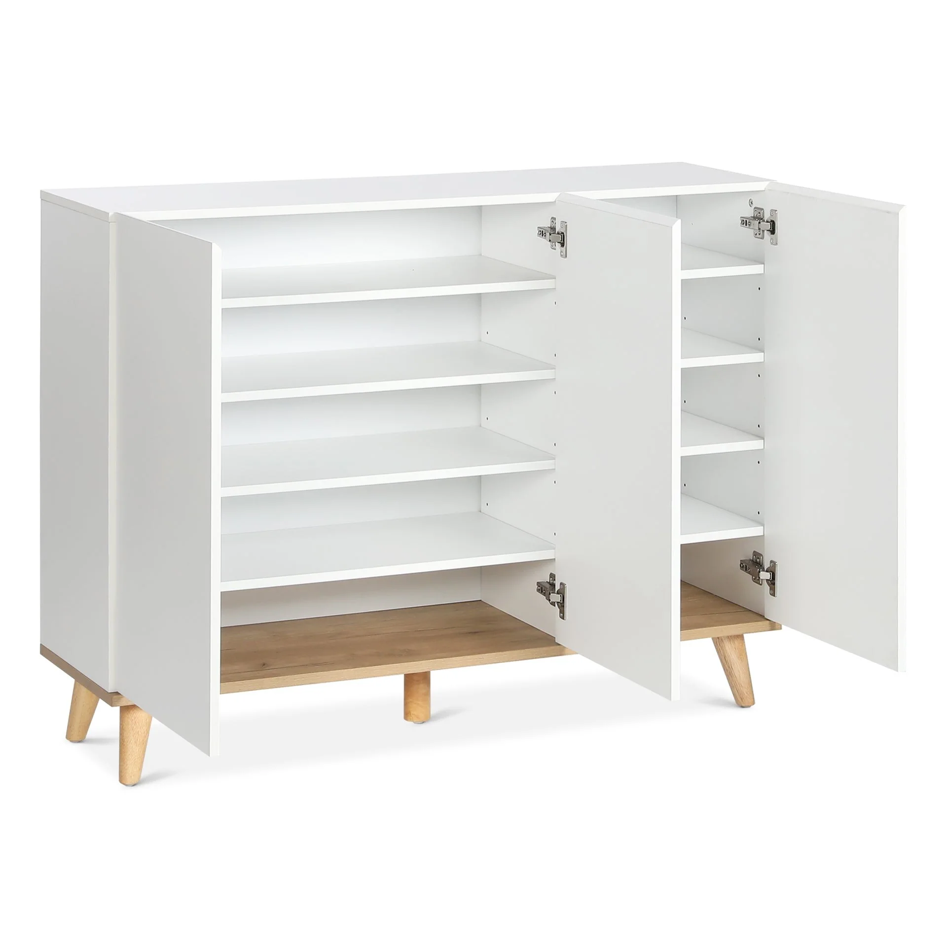 Hudson 3 Door Shoe Cabinet Storage Rack - White - Image 10