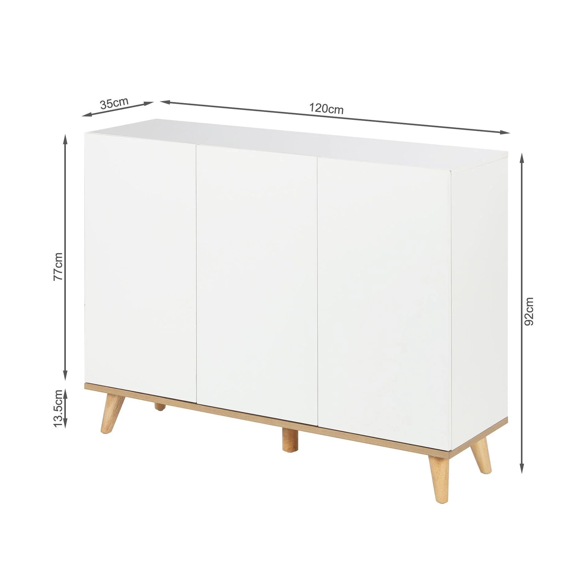 Hudson 3 Door Shoe Cabinet Storage Rack - White - Image 13