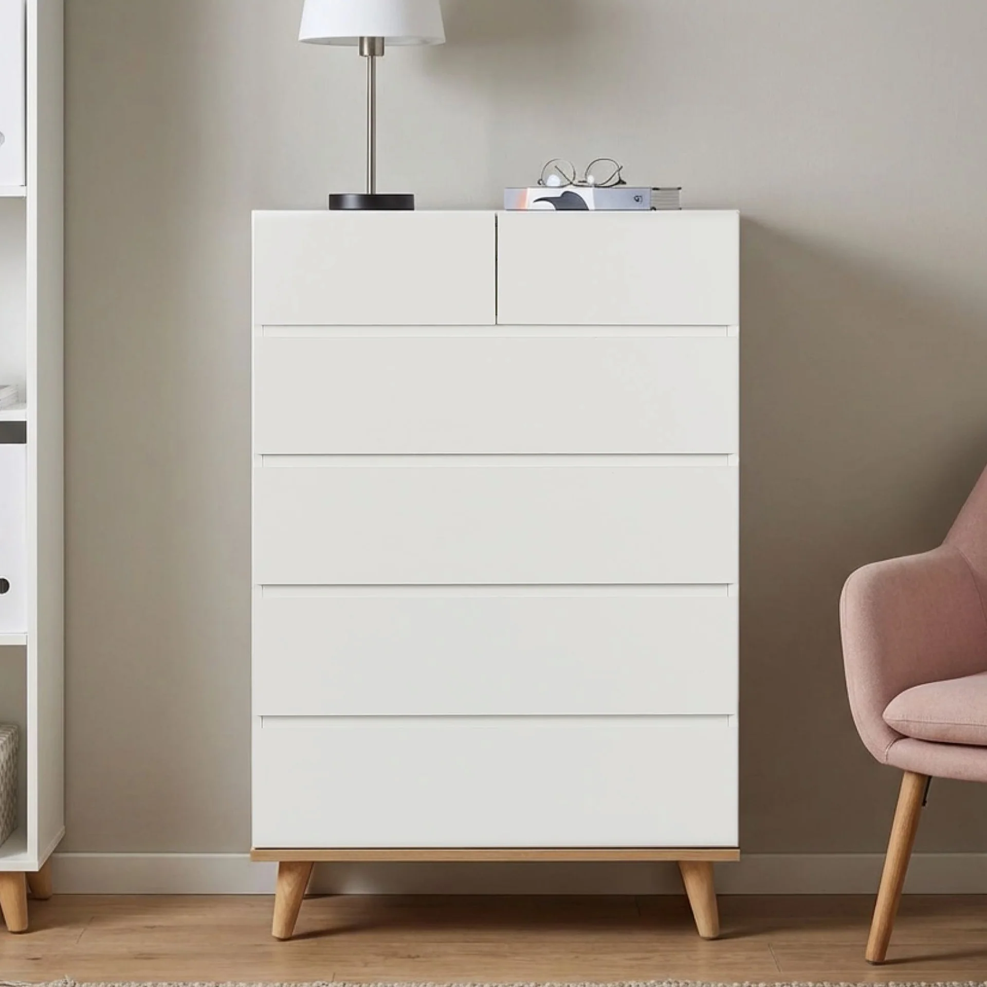 Hudson 6 Drawers Tallboy - White