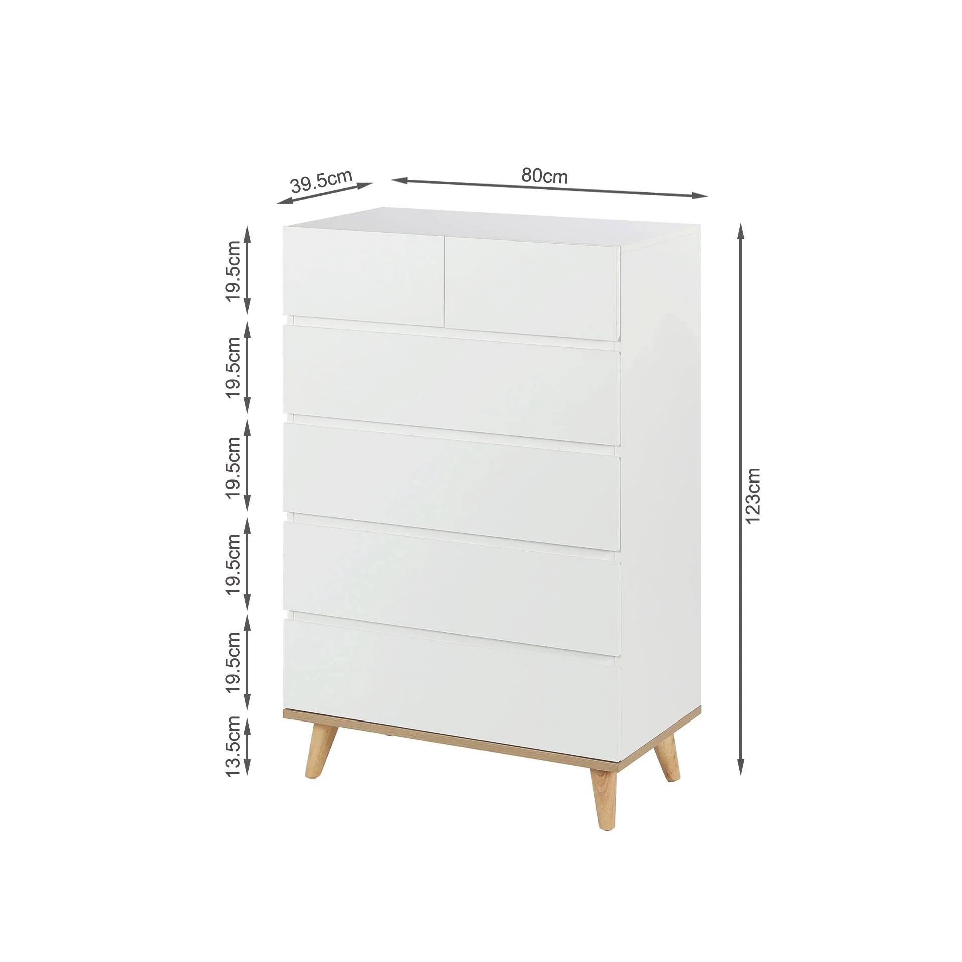 Hudson 6 Drawers Tallboy - White - Image 14