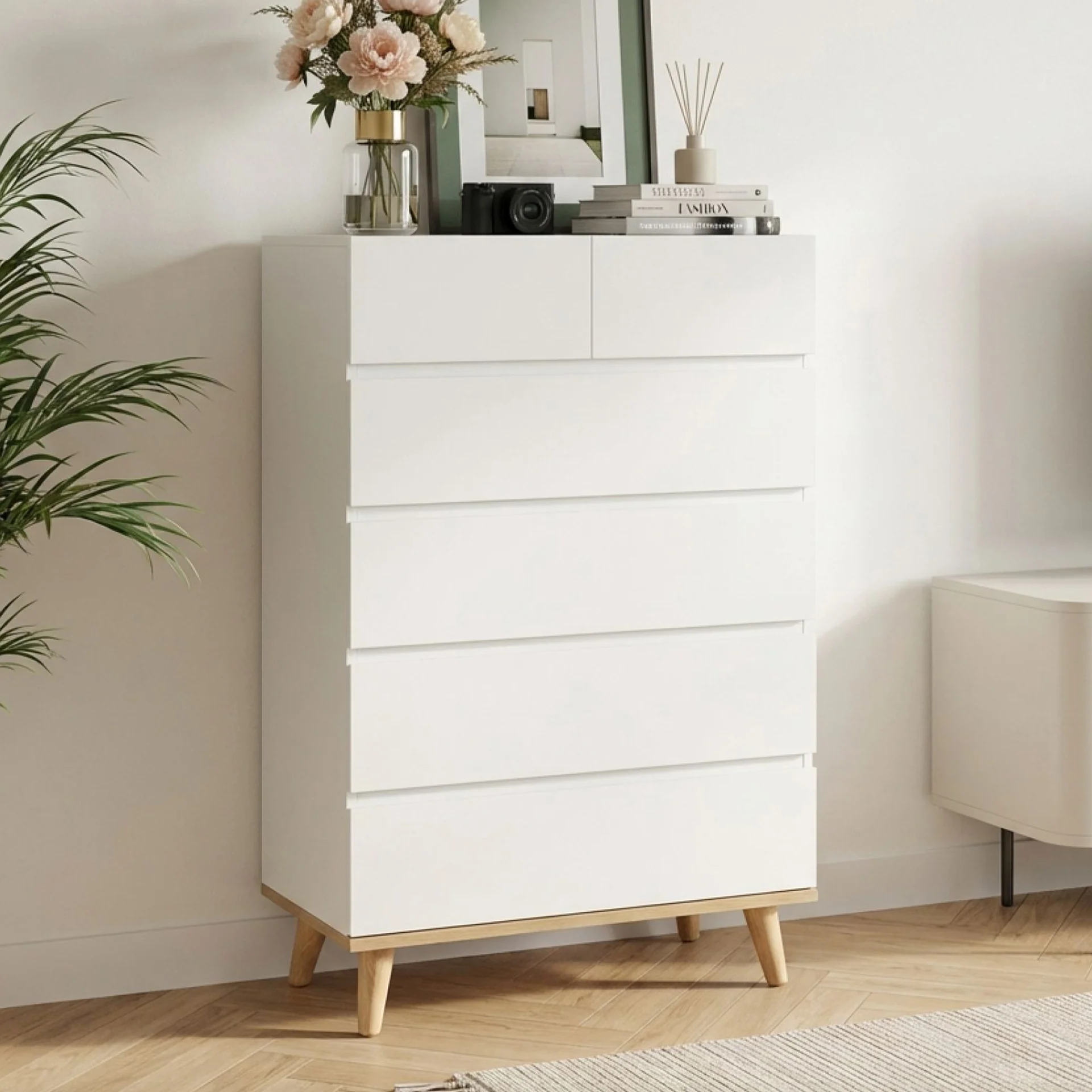 Hudson 6 Drawers Tallboy - White - Image 6