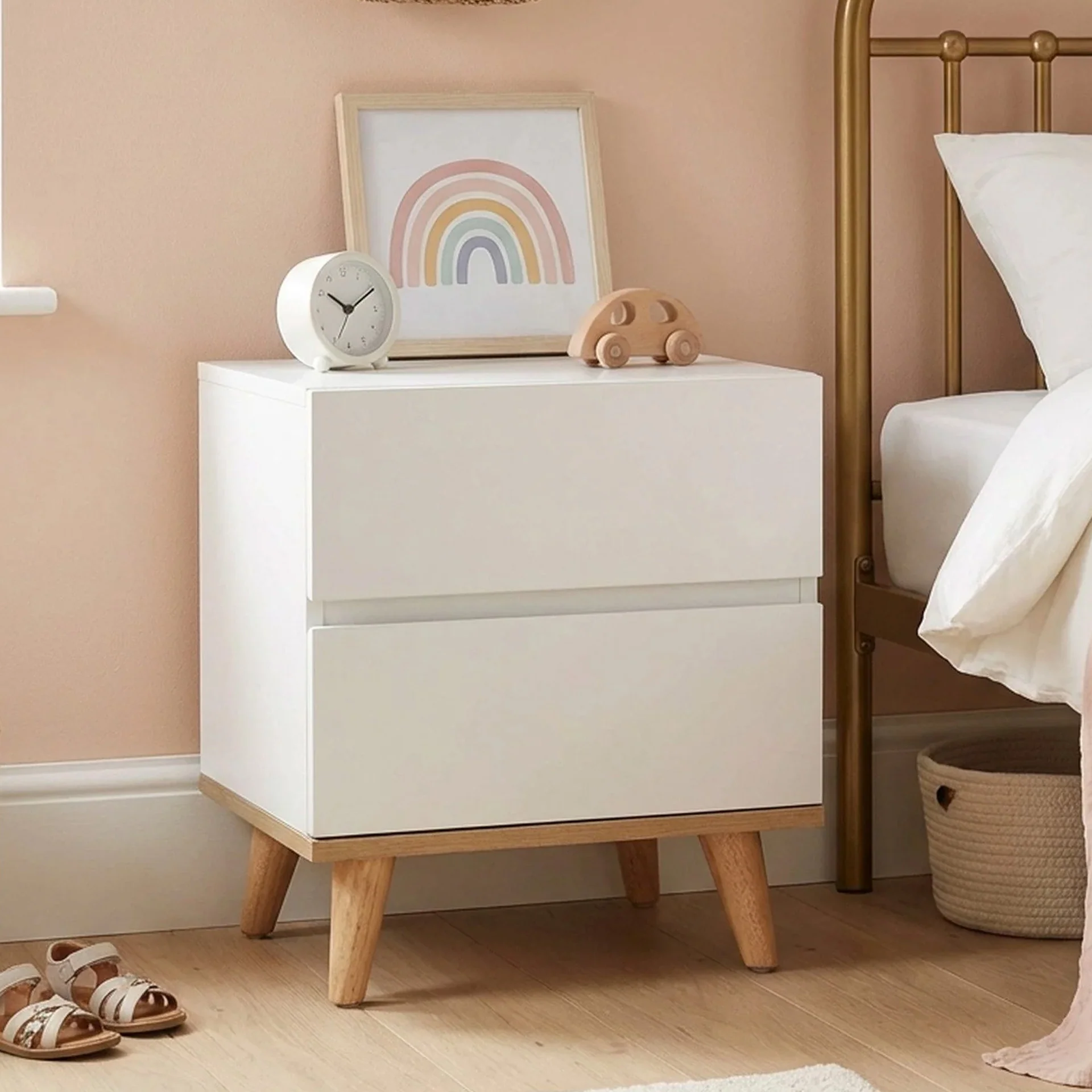 Hudson Wooden Bedside Table - White - Image 3
