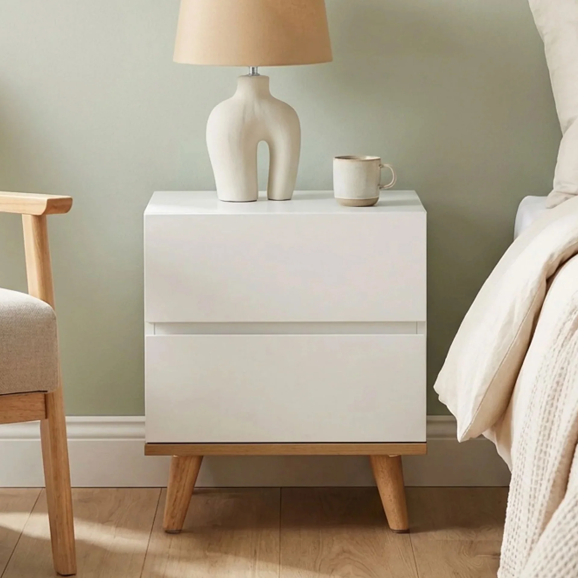 Hudson Wooden Bedside Table - White - Image 7