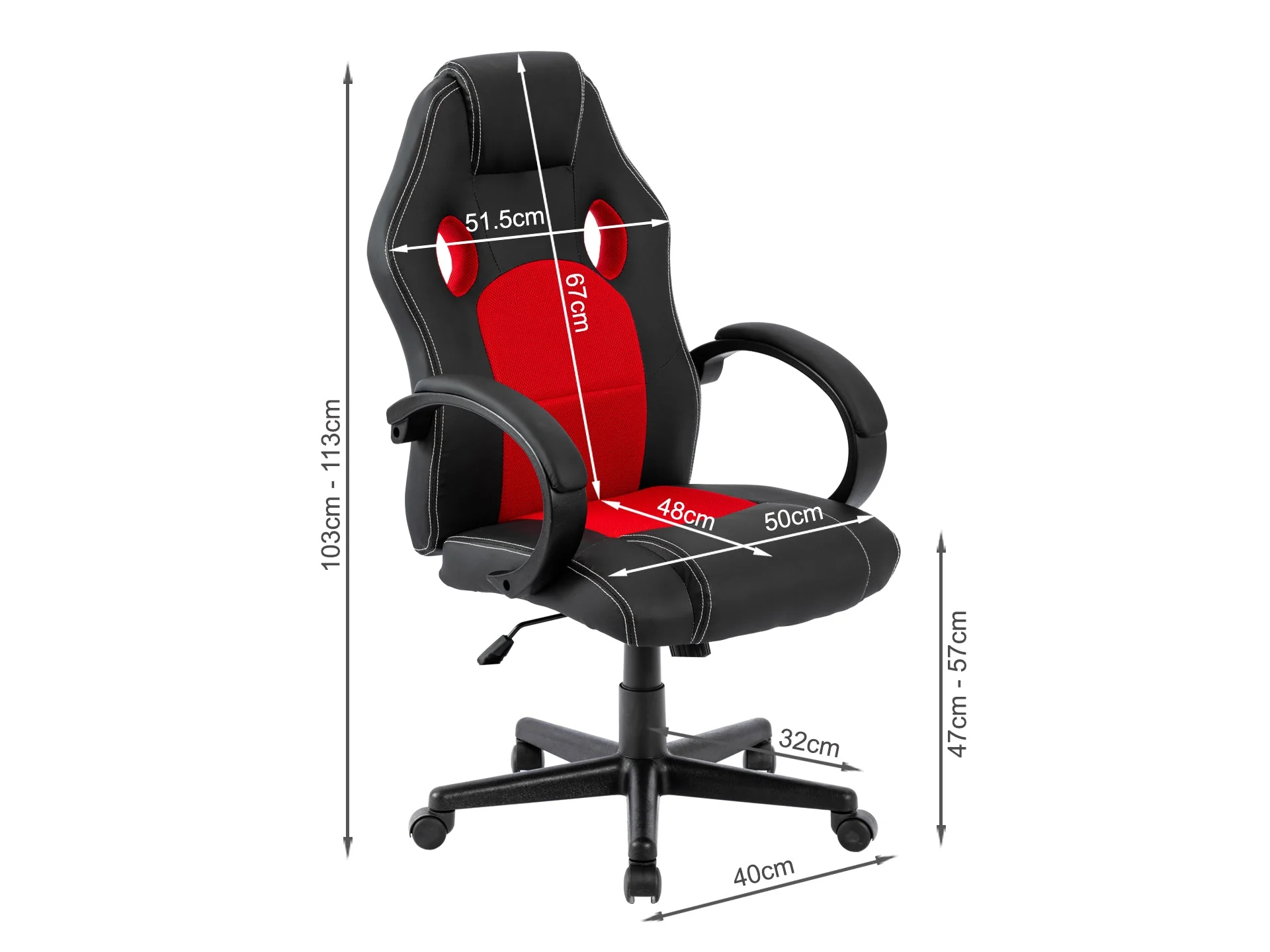 Hunter Gaming Chair - Black + Red - Image 9