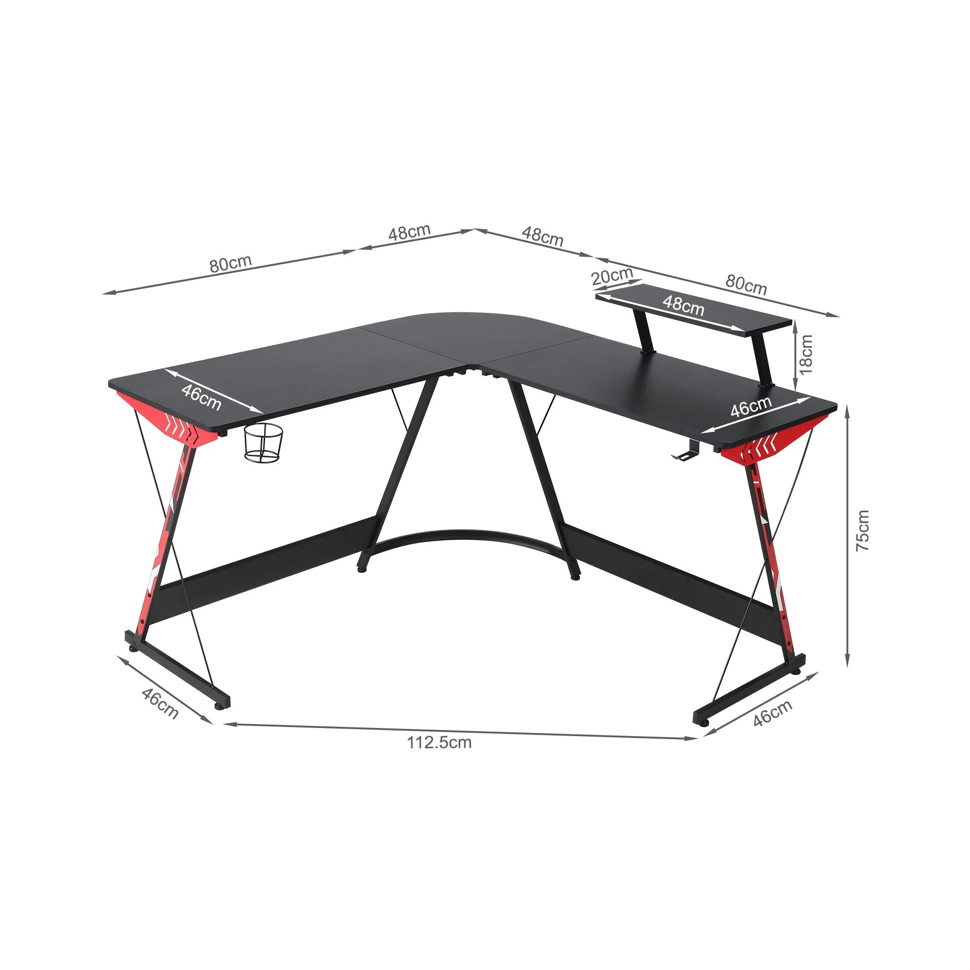 Hunter L-Shaped Gaming Desk - Black - Image 9