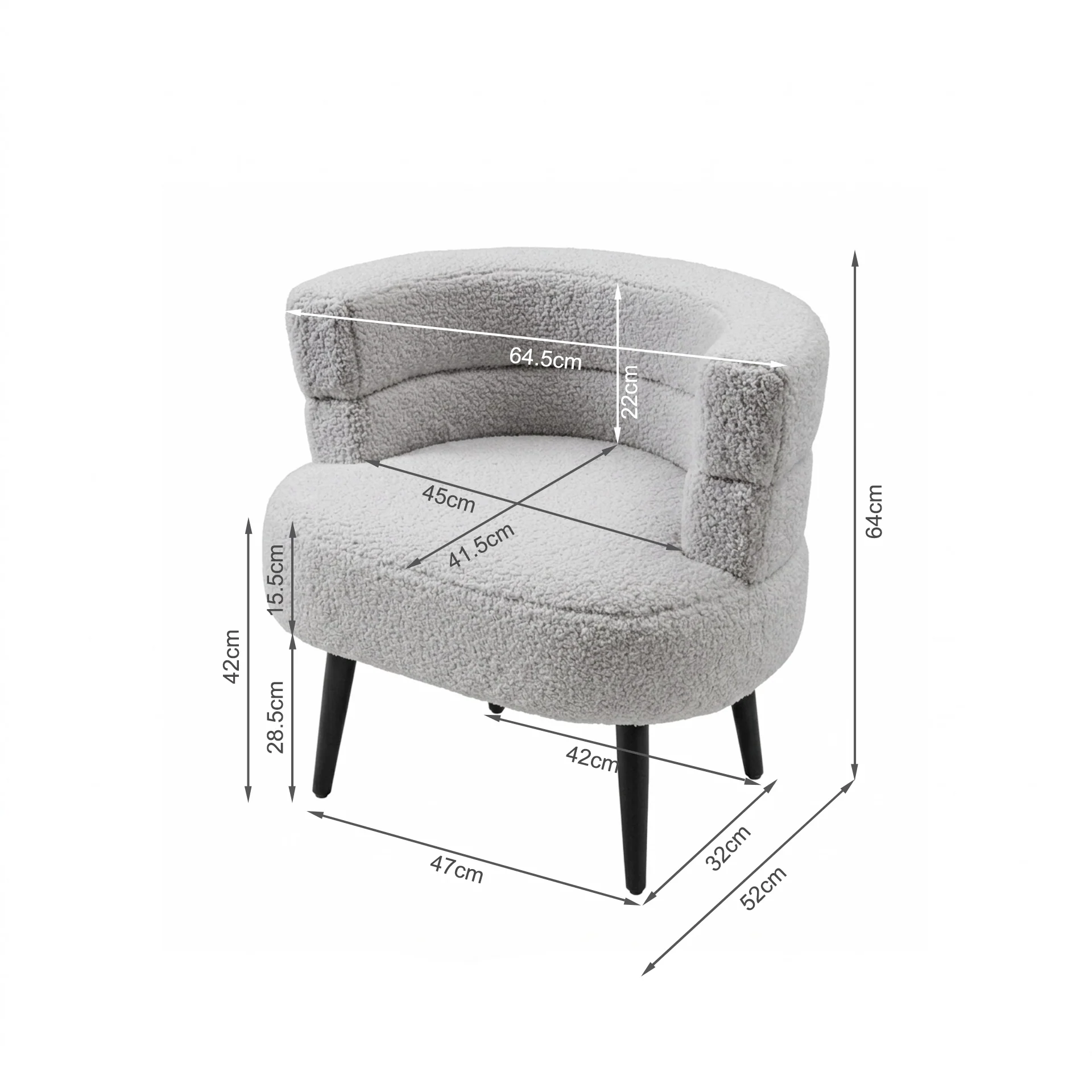 Hush Boucle Armchair - Light Grey - Image 11