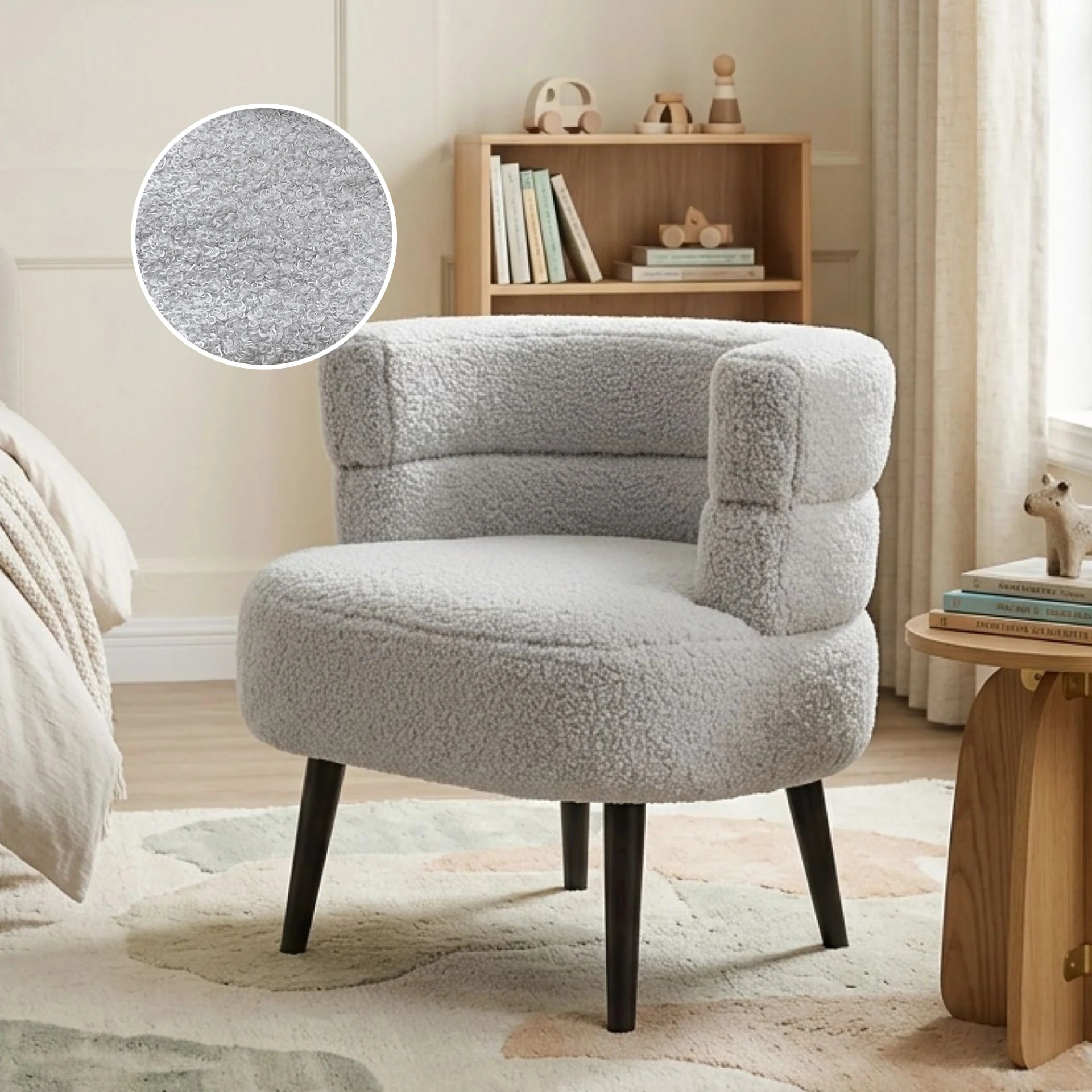 Hush Boucle Armchair - Light Grey - Image 2