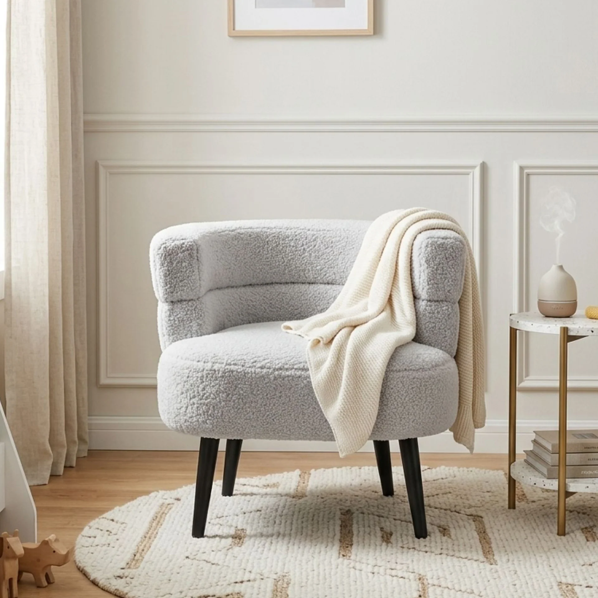 Hush Boucle Armchair - Light Grey - Image 3