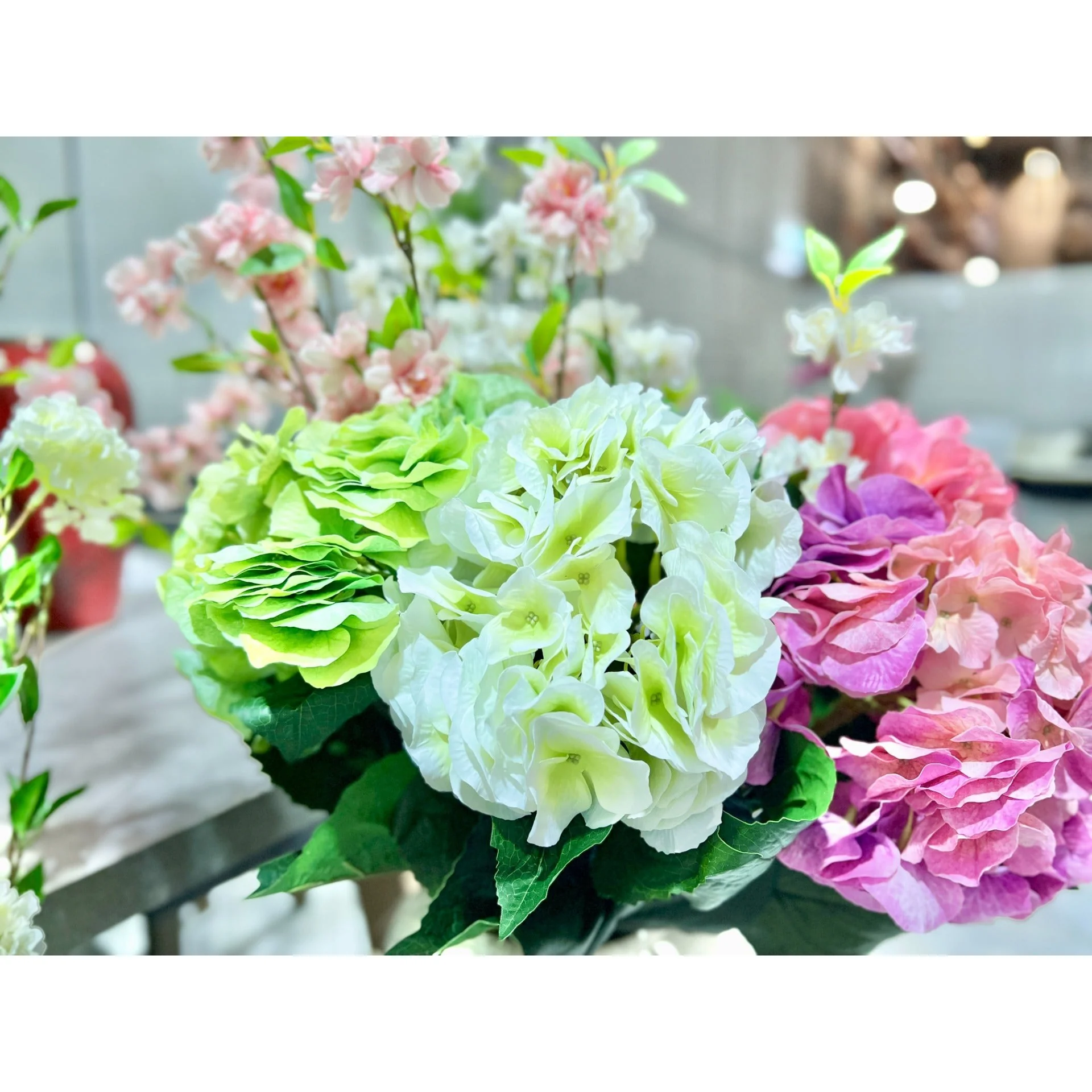 Hydrangea Spray Real Touch White 100cm - Image 2