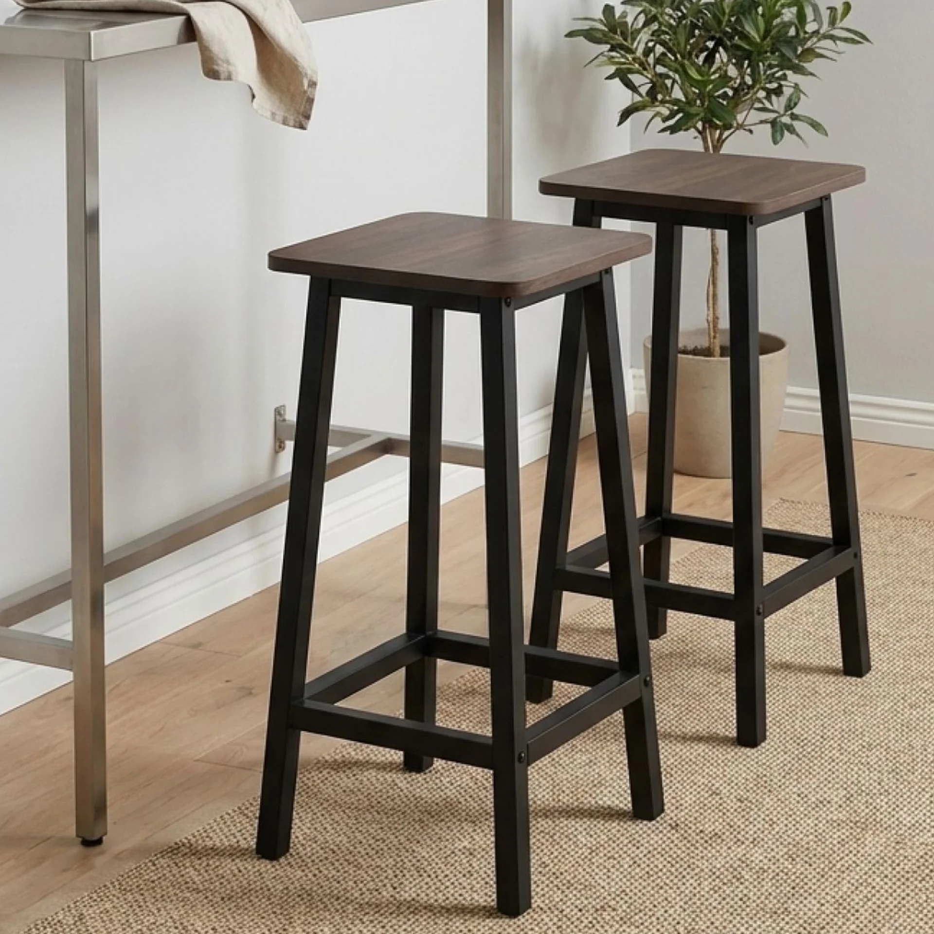 Ian Metal Bar Stool - Rustic Brown + Black - Image 4