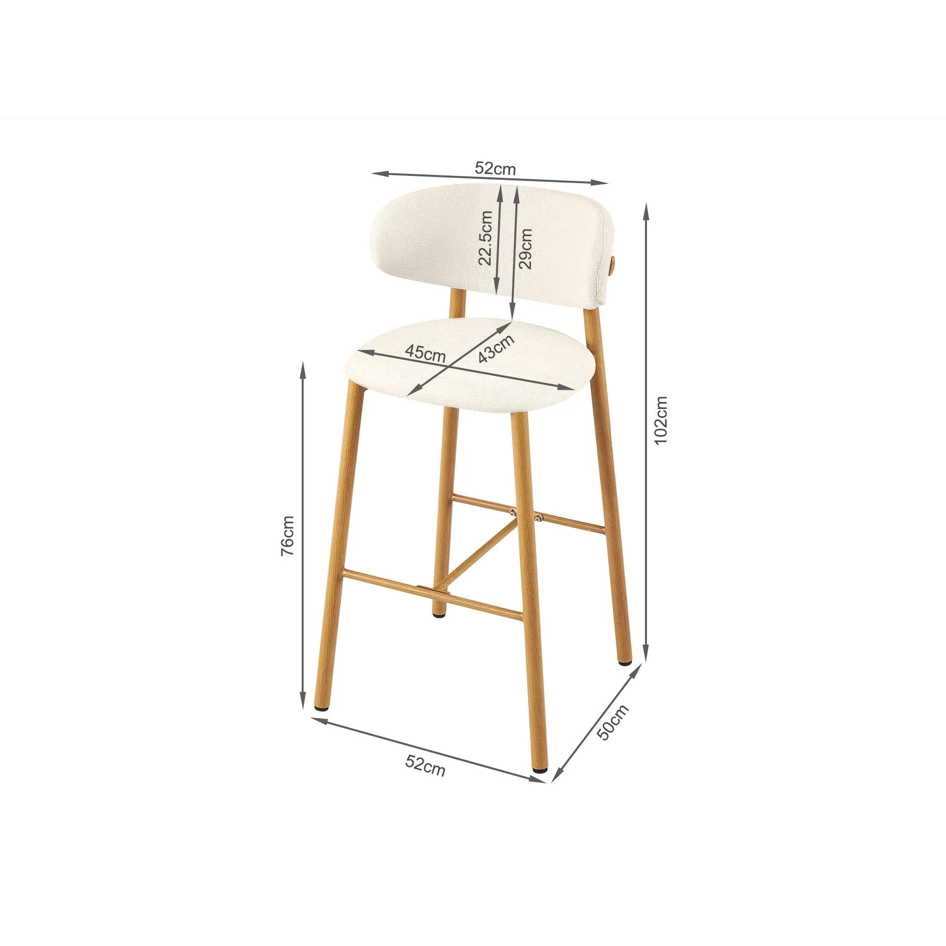 Indigo Fabric Bar Stool - Set of 2 - Beige - Image 12