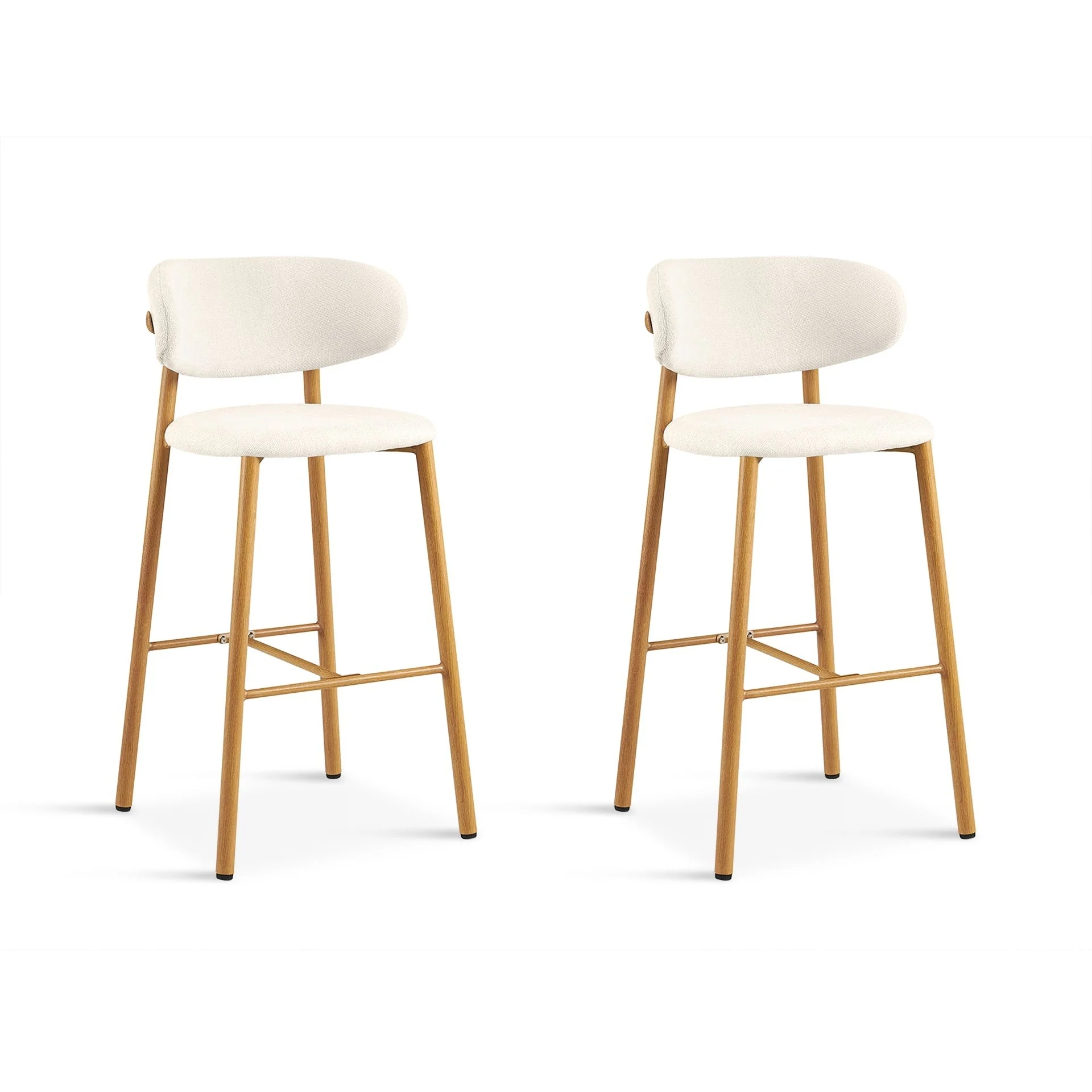 Indigo Fabric Bar Stool - Set of 2 - Beige - Image 7