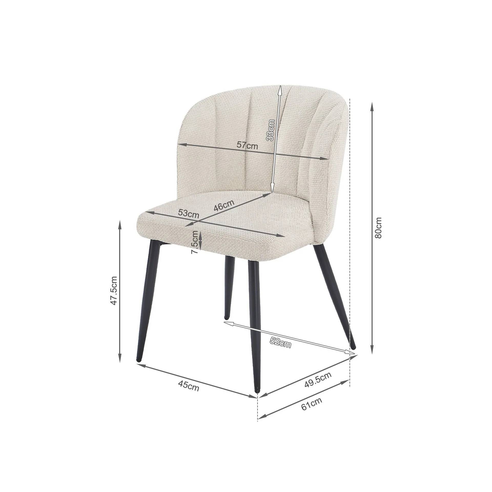 Ines Embossed Velvet Dining Chairs - Set of 2 - Ivory White - Image 11