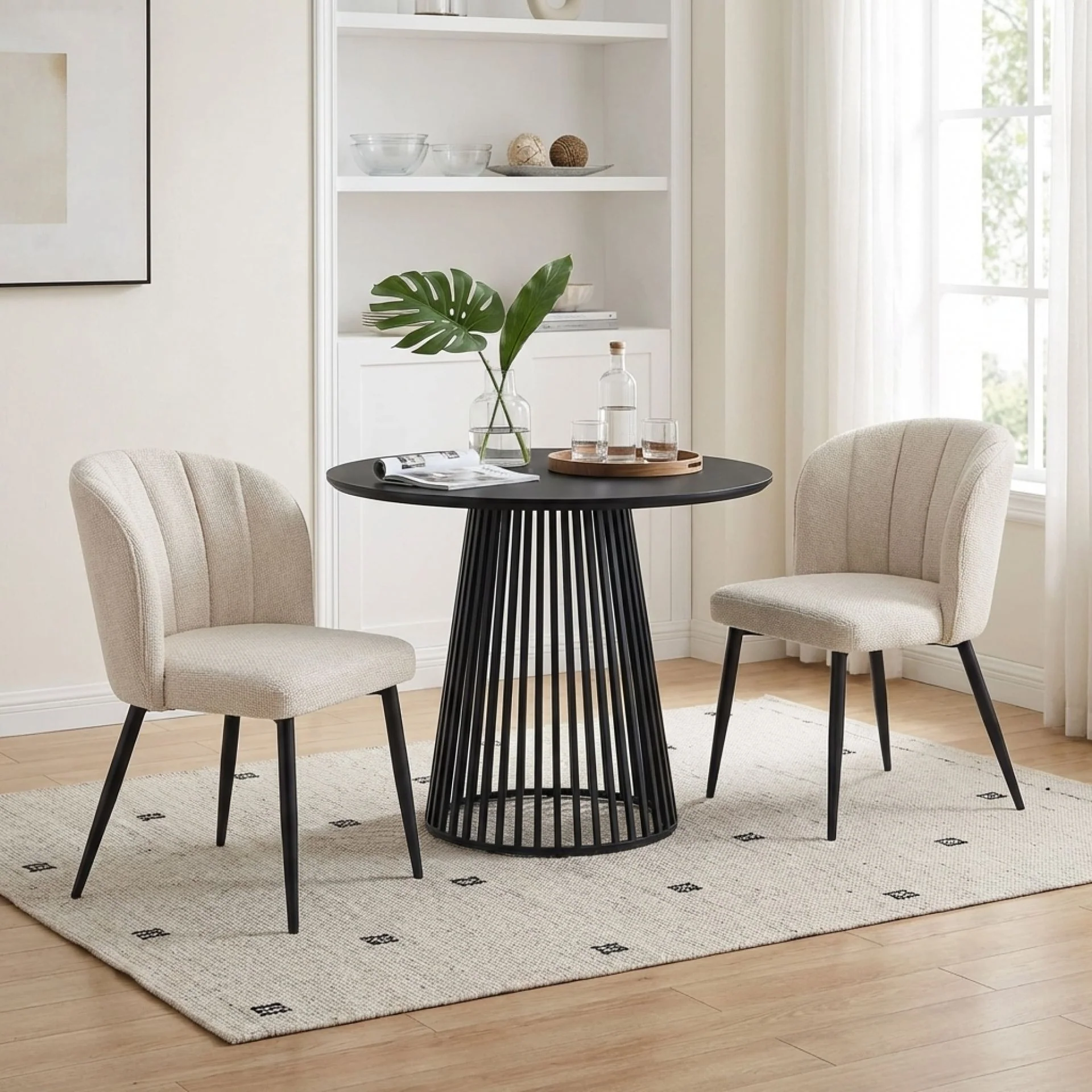 Ines Embossed Velvet Dining Chairs - Set of 2 - Ivory White - Image 3